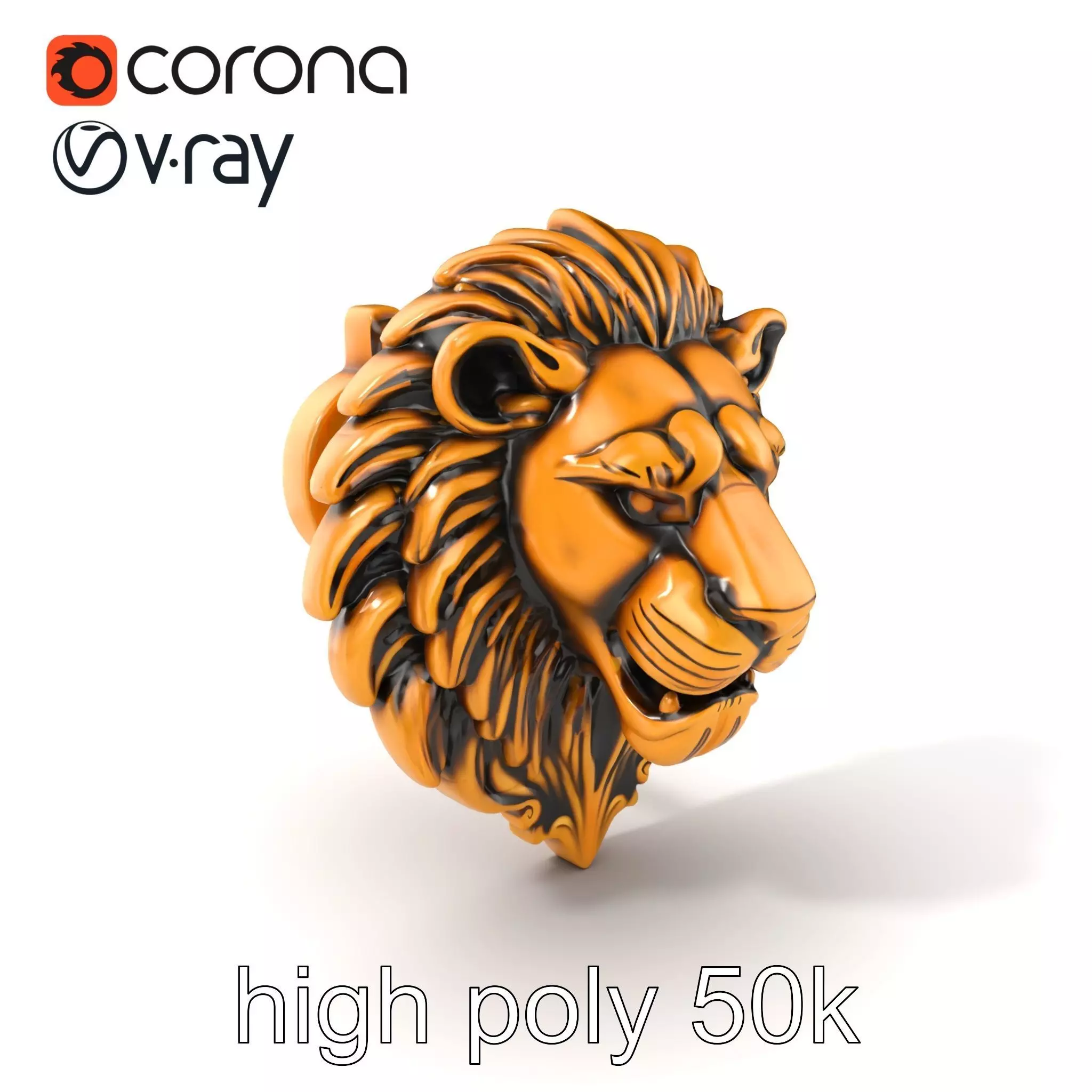 Lion Head Door Handle Sculpture model pack Low-poly 3D model_0