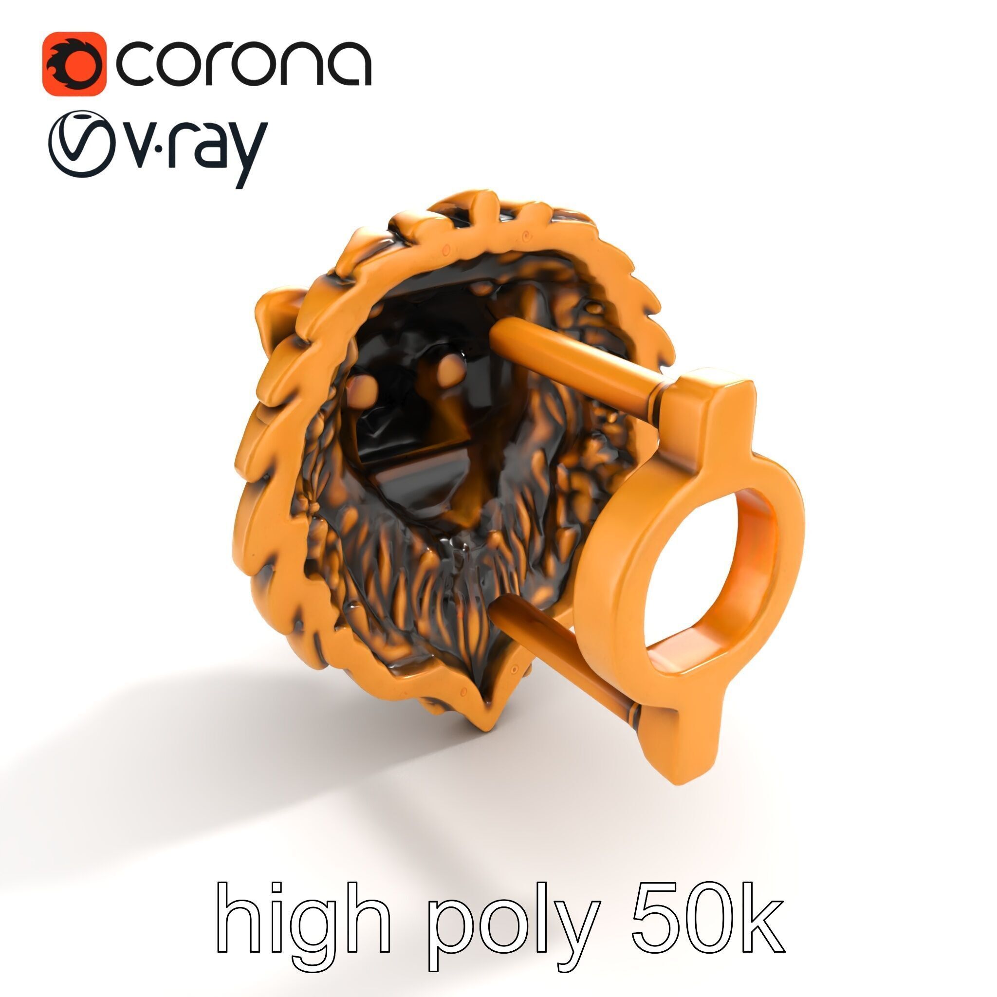 Lion Head Door Handle Sculpture model pack Low-poly 3D model_41