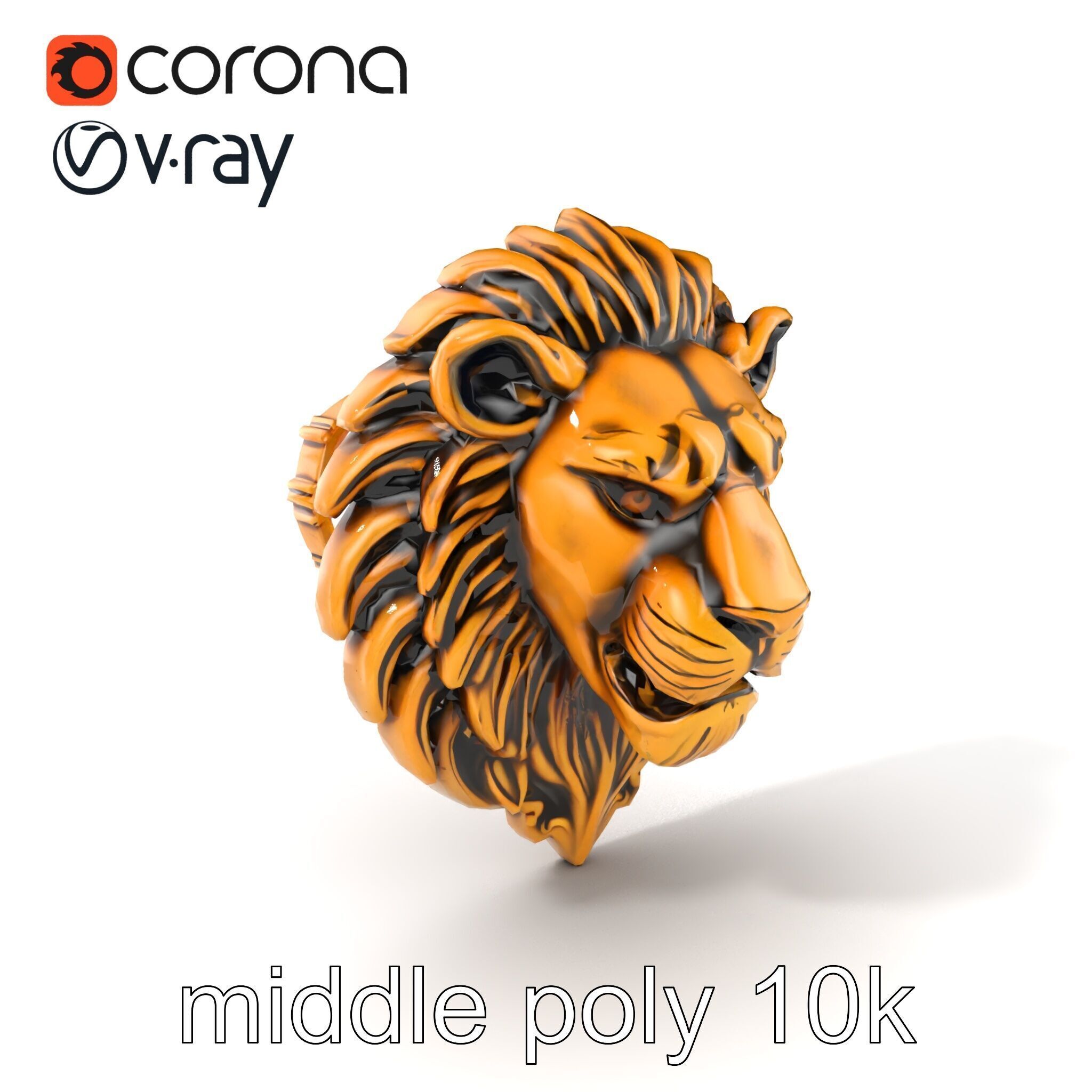 Lion Head Door Handle Sculpture model pack Low-poly 3D model_9