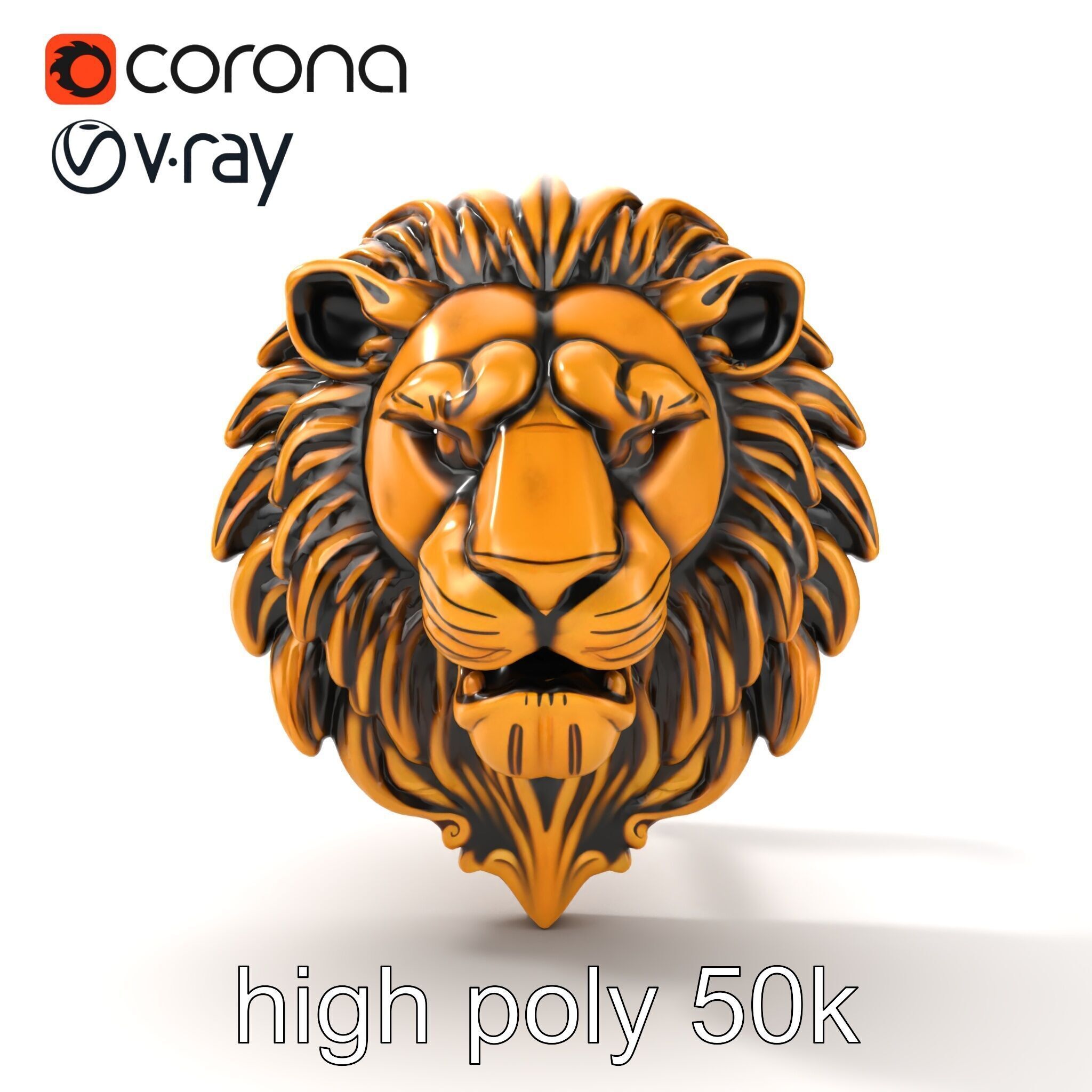 Lion Head Door Handle Sculpture model pack Low-poly 3D model_55