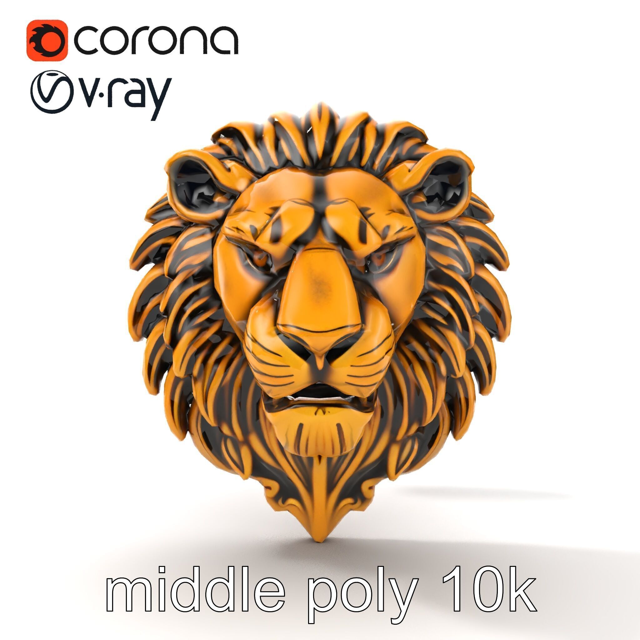 Lion Head Door Handle Sculpture model pack Low-poly 3D model_60