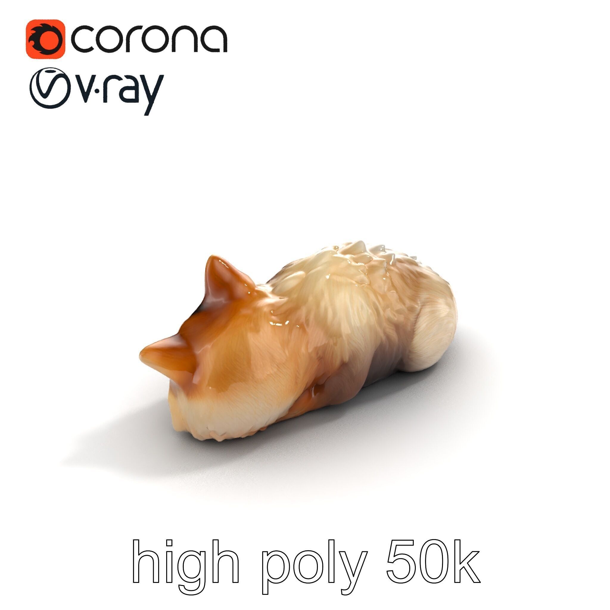 Sleeping Fluffy Cat Relaxation model pack Low-poly 3D model_34