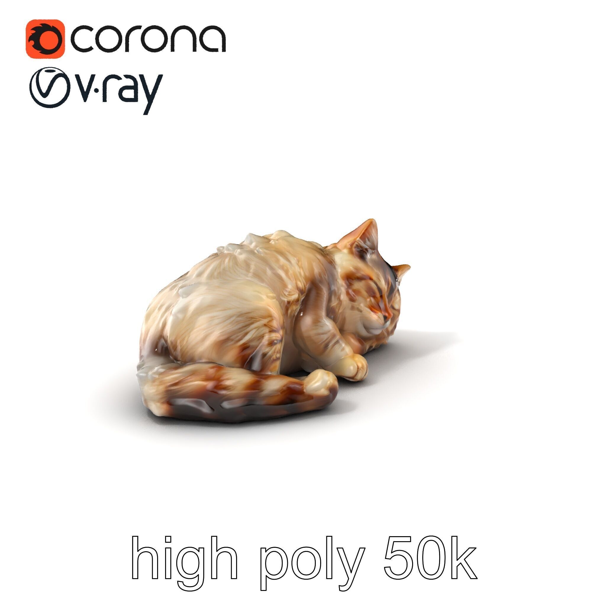 Sleeping Fluffy Cat Relaxation model pack Low-poly 3D model_4