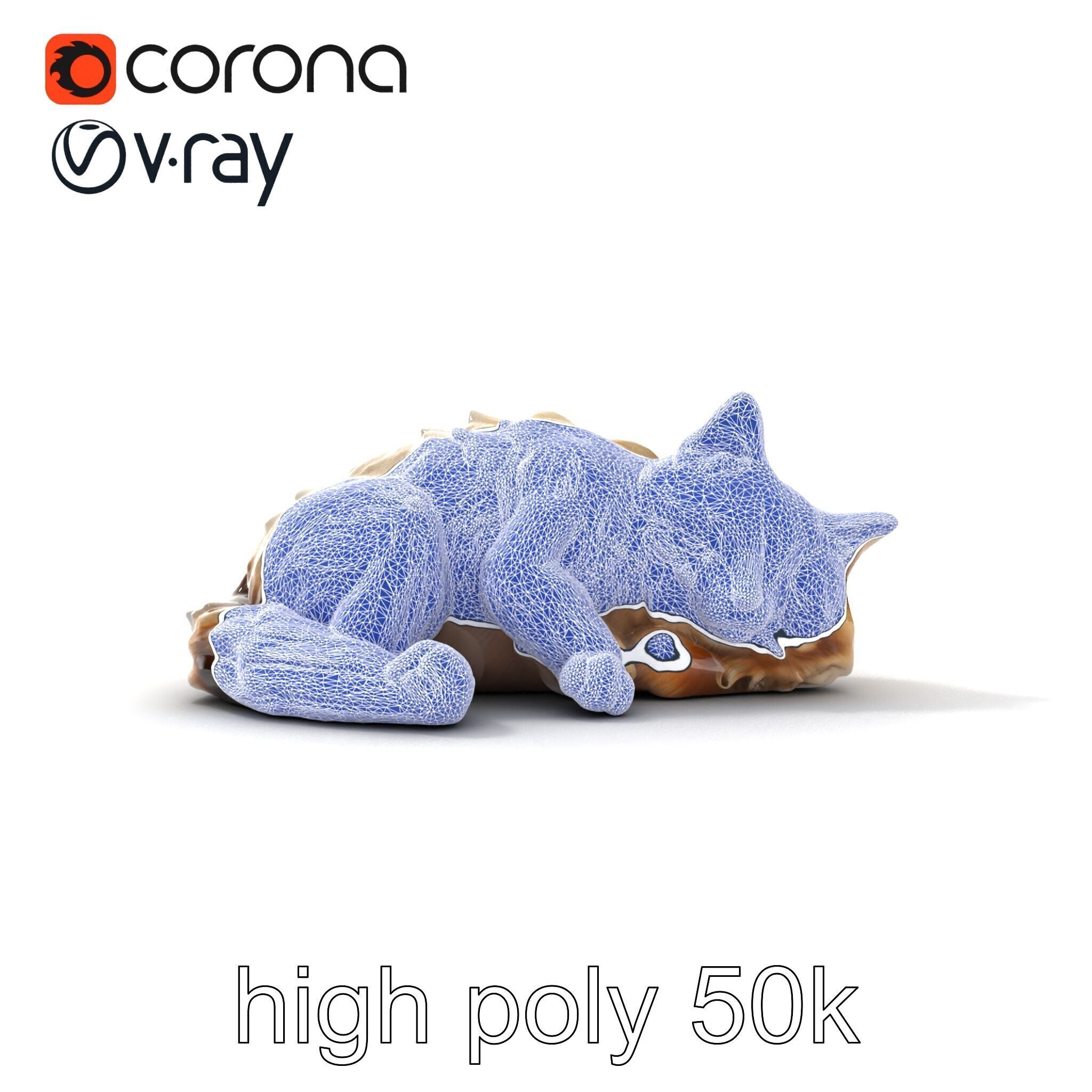 Sleeping Fluffy Cat Relaxation model pack Low-poly 3D model_63
