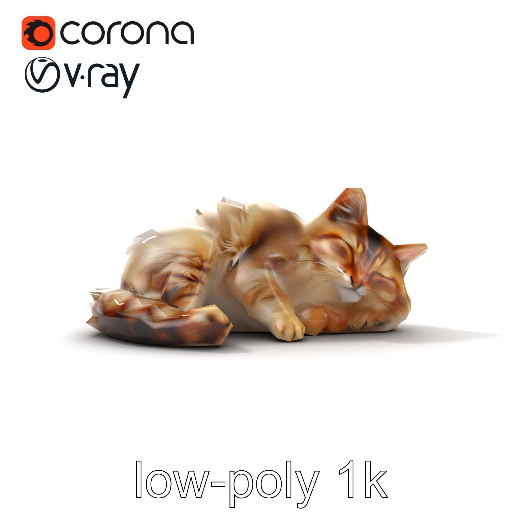 Sleeping Fluffy Cat Relaxation model pack Low-poly 3D model_49