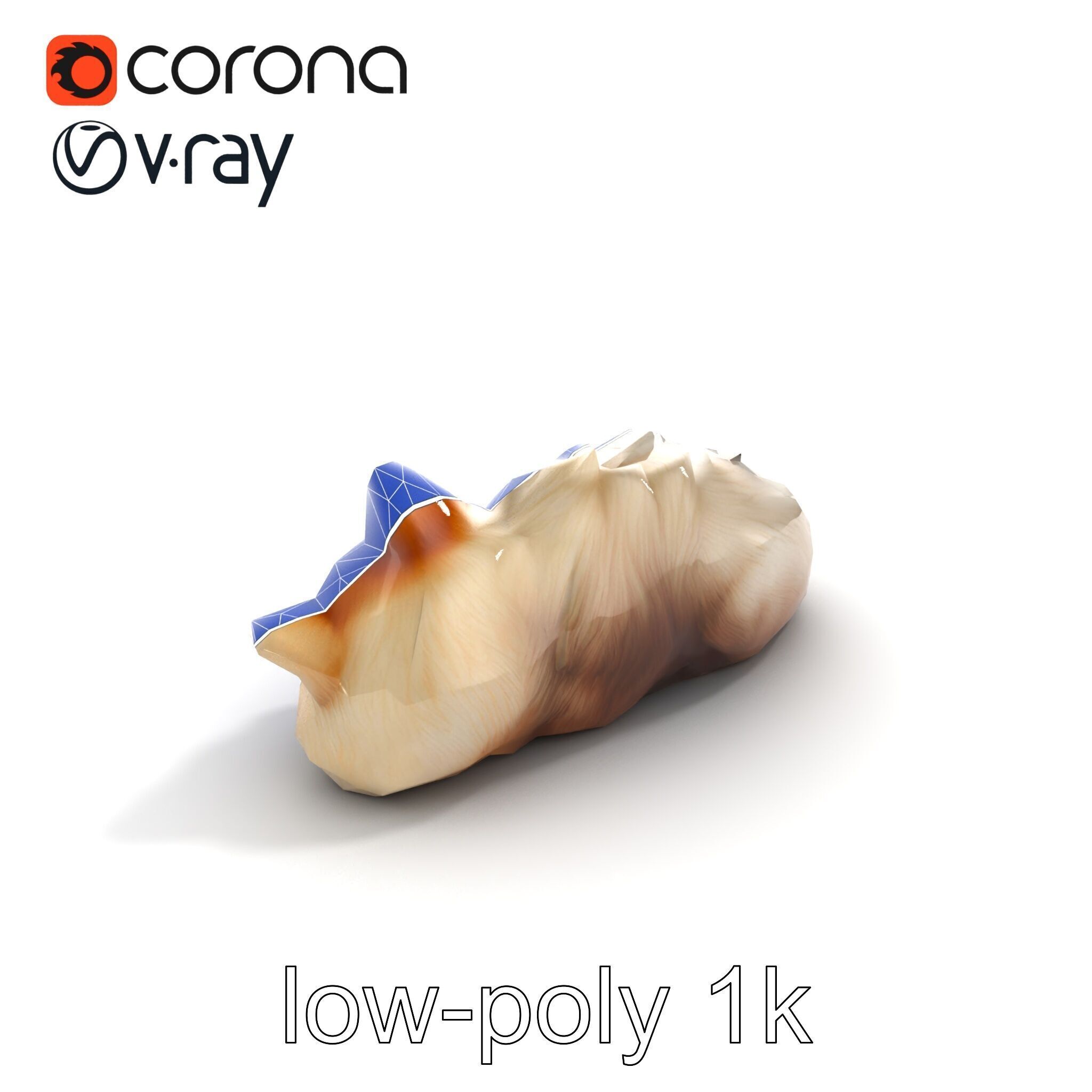 Sleeping Fluffy Cat Relaxation model pack Low-poly 3D model_35