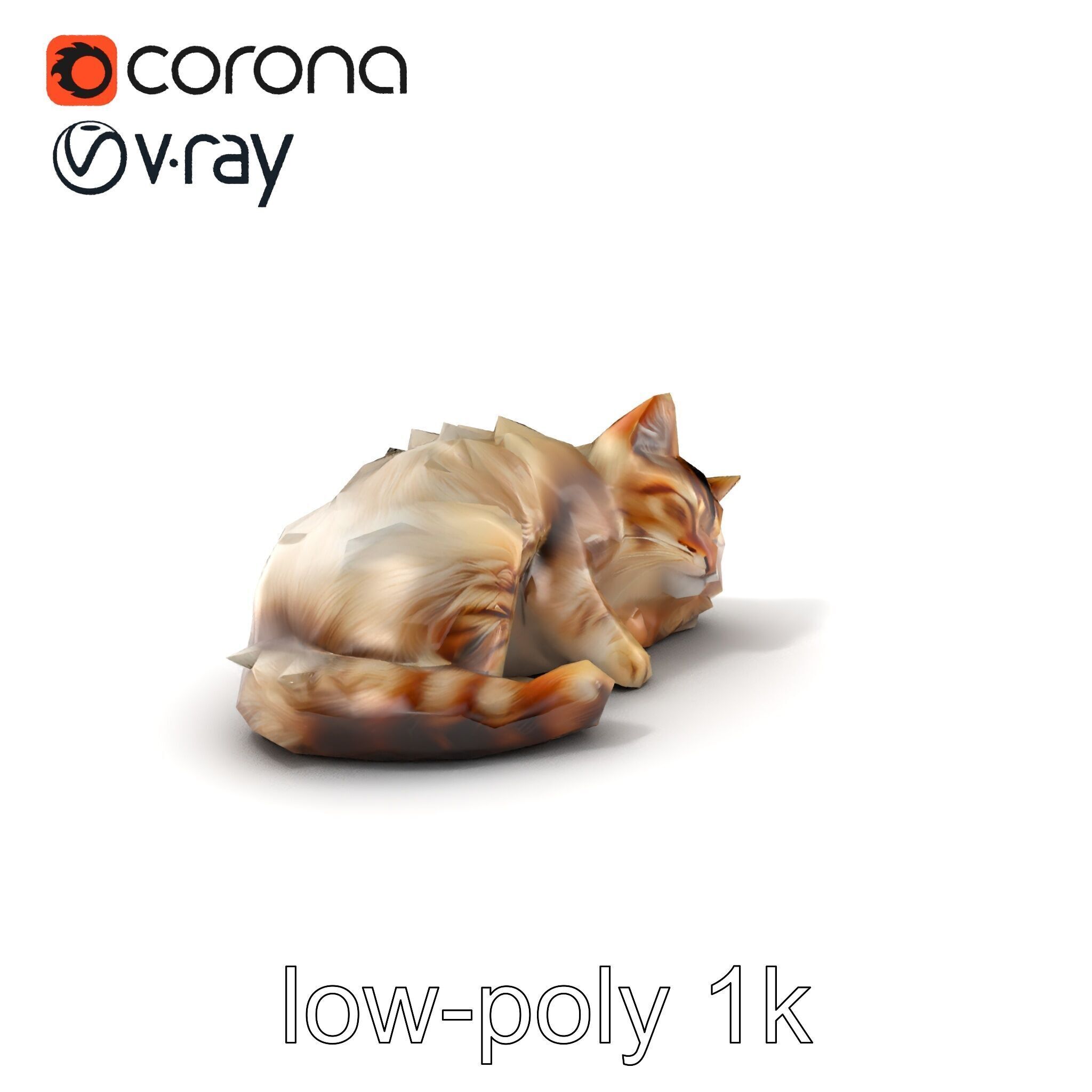Sleeping Fluffy Cat Relaxation model pack Low-poly 3D model_11