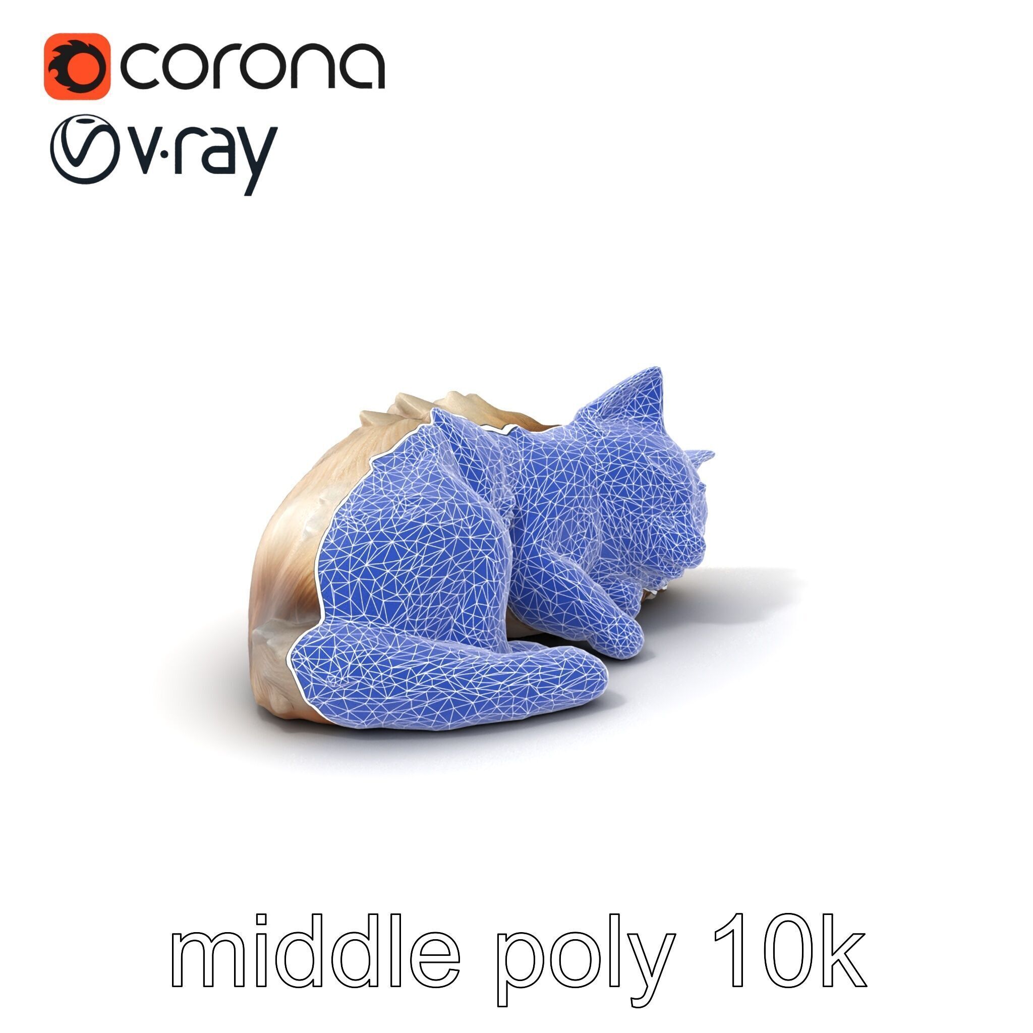 Sleeping Fluffy Cat Relaxation model pack Low-poly 3D model_13