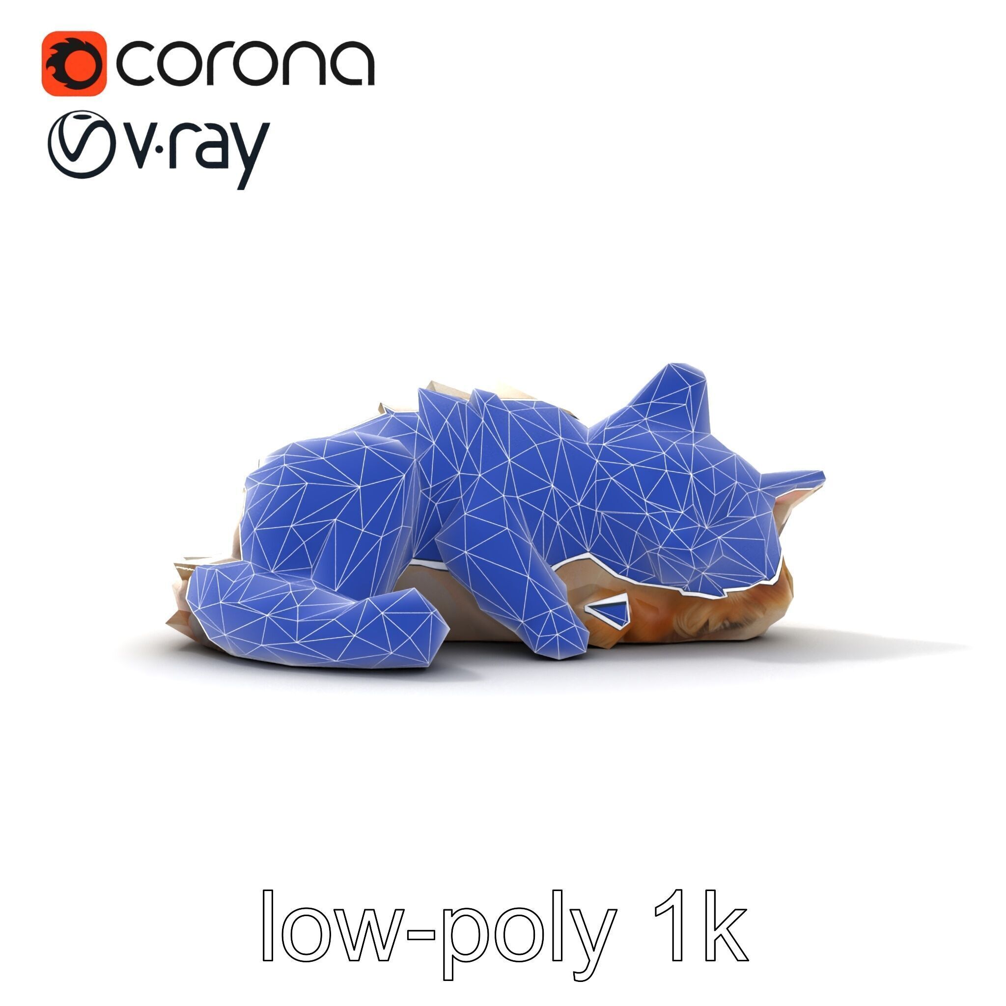 Sleeping Fluffy Cat Relaxation model pack Low-poly 3D model_62