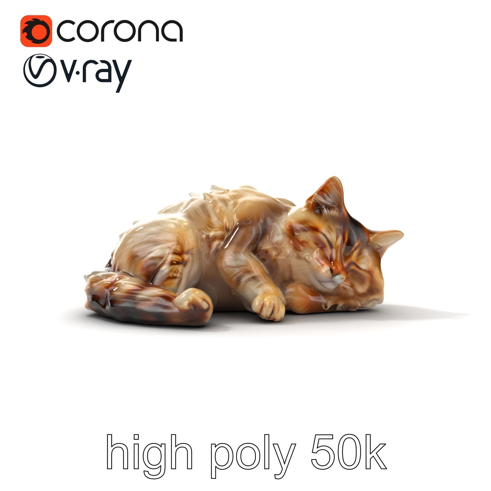 Sleeping Fluffy Cat Relaxation model pack Low-poly 3D model_61