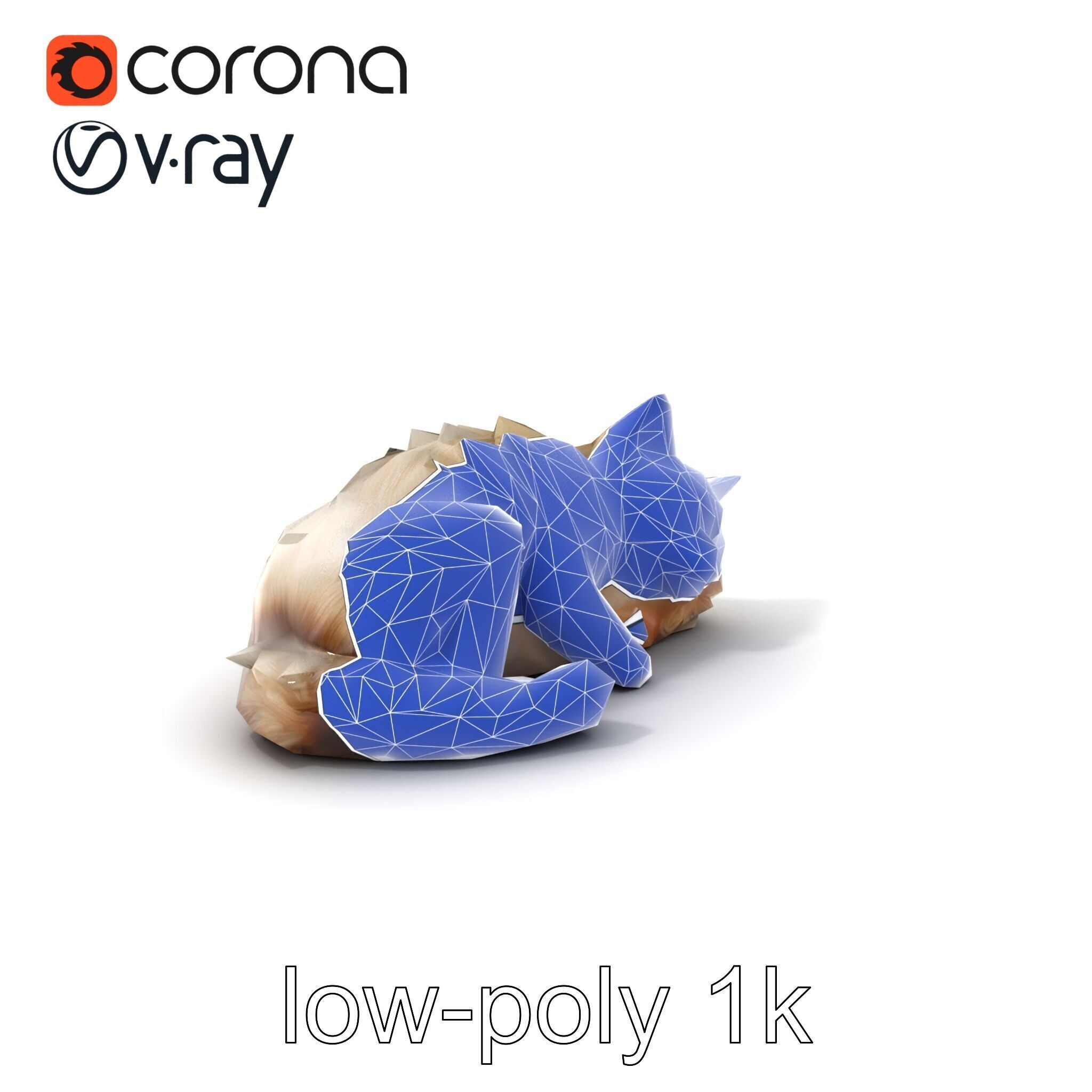 Sleeping Fluffy Cat Relaxation model pack Low-poly 3D model_15