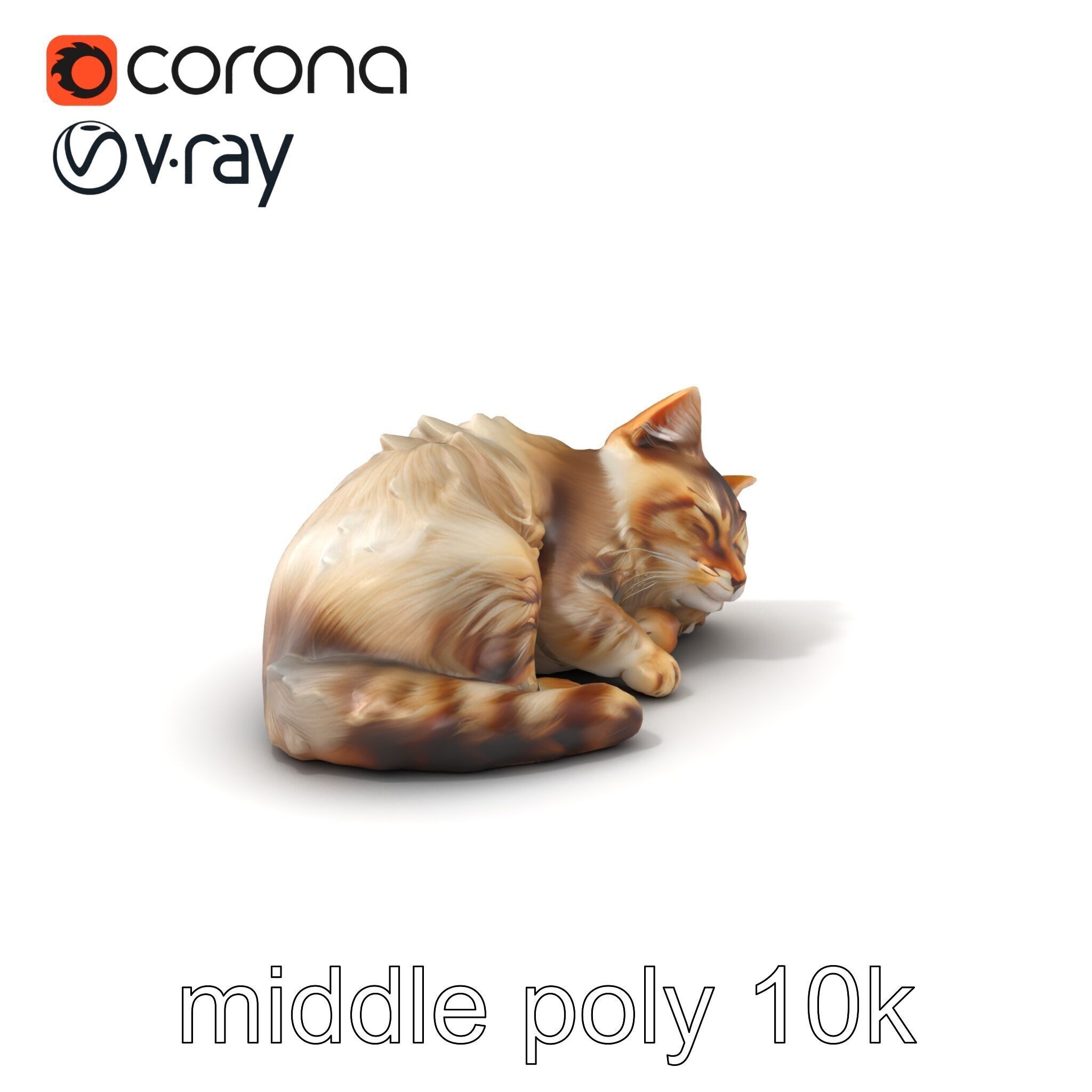 Sleeping Fluffy Cat Relaxation model pack Low-poly 3D model_9