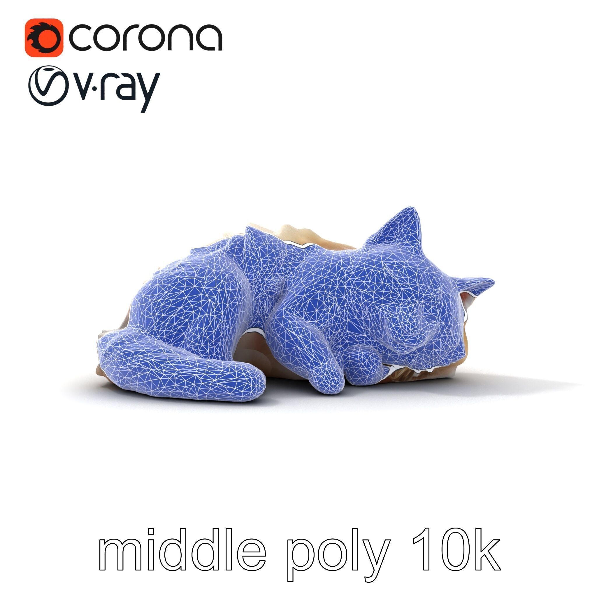 Sleeping Fluffy Cat Relaxation model pack Low-poly 3D model_57