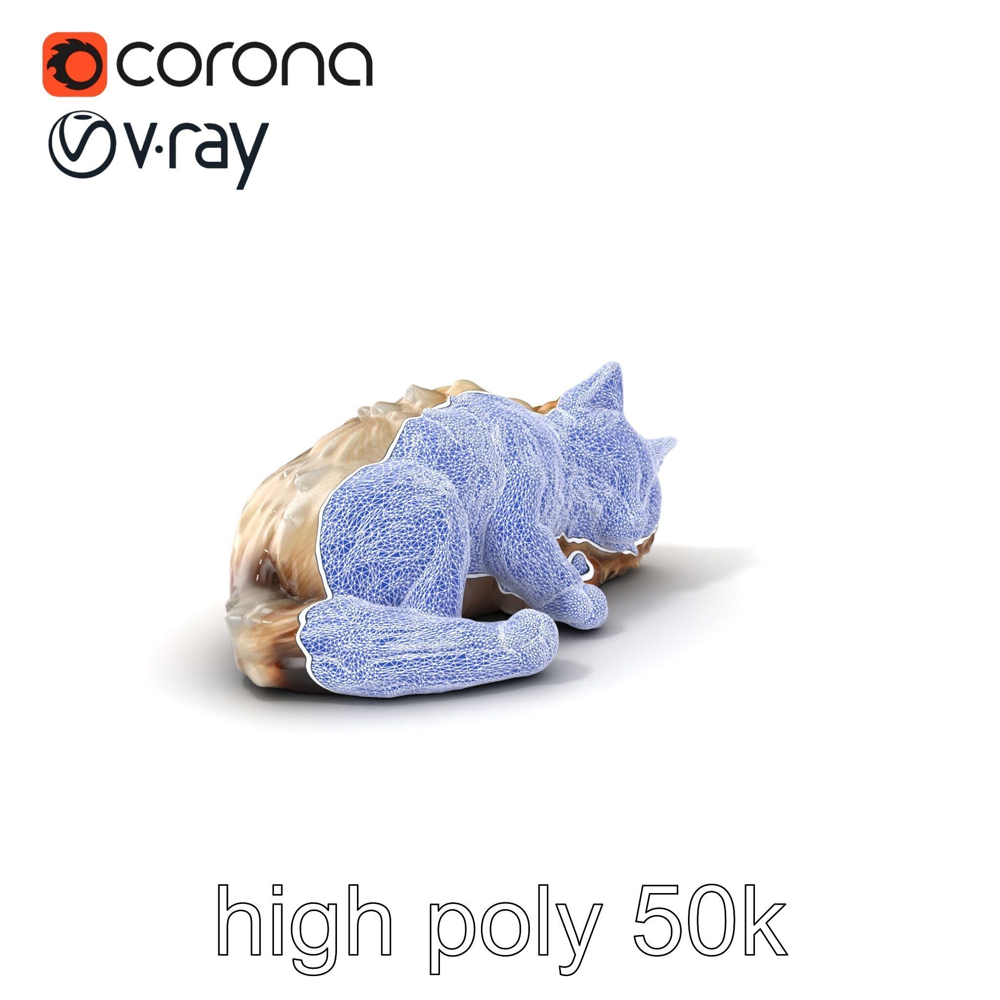 Sleeping Fluffy Cat Relaxation model pack Low-poly 3D model_21