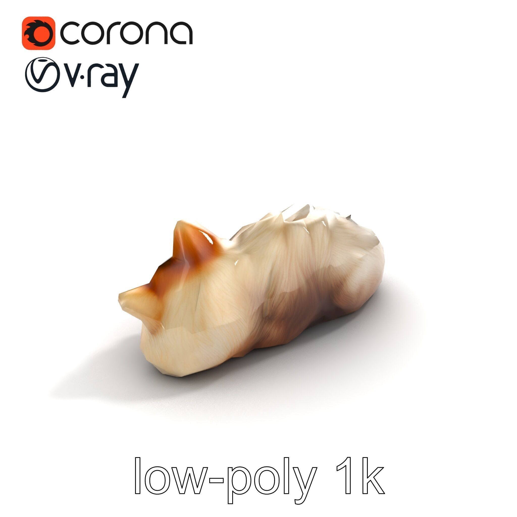 Sleeping Fluffy Cat Relaxation model pack Low-poly 3D model_19