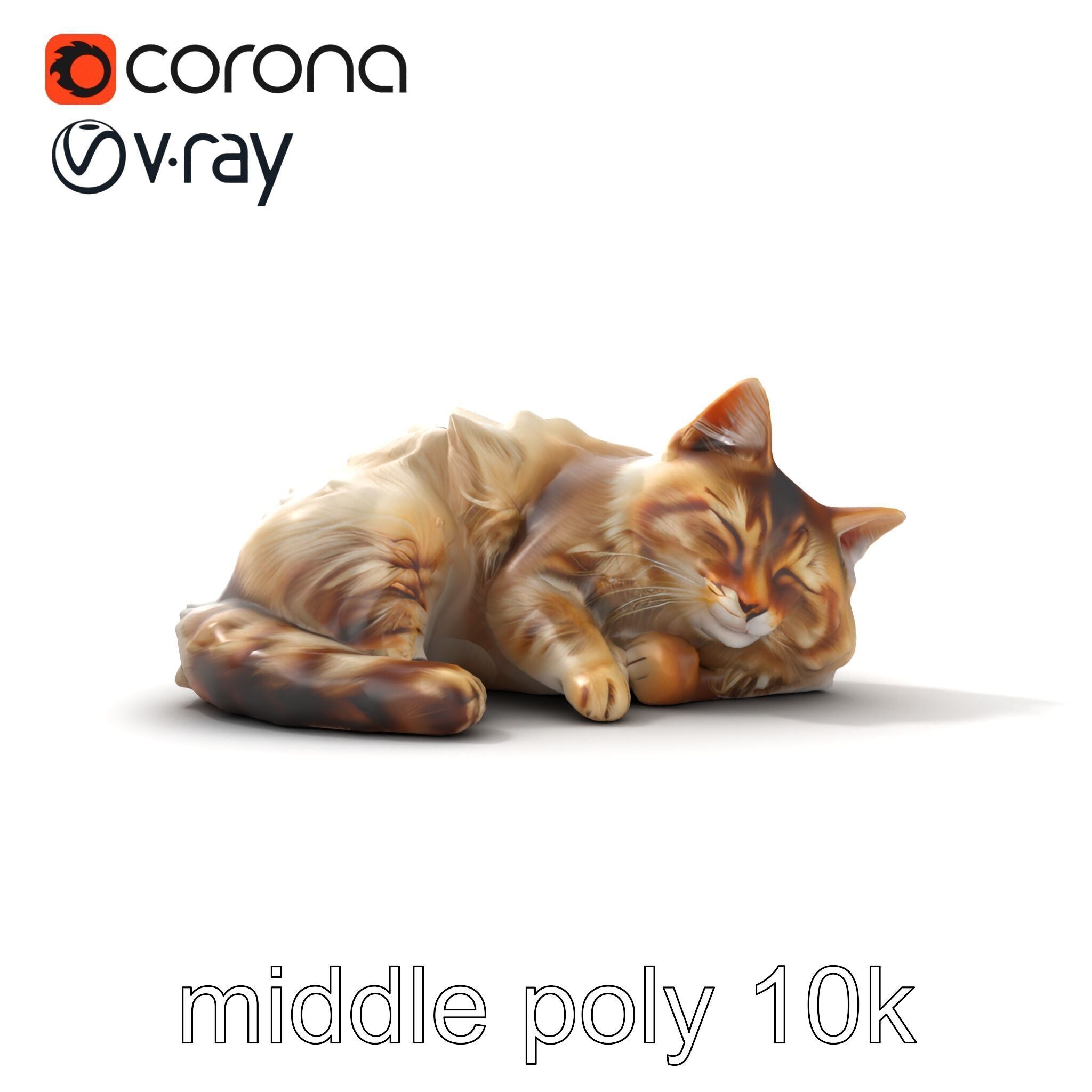 Sleeping Fluffy Cat Relaxation model pack Low-poly 3D model_54