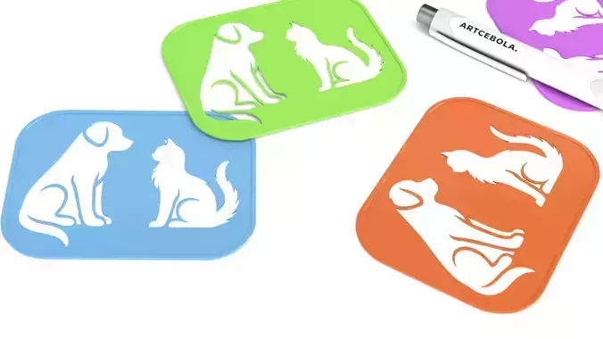 Cat and Dog Drawing Stencil 3D print model