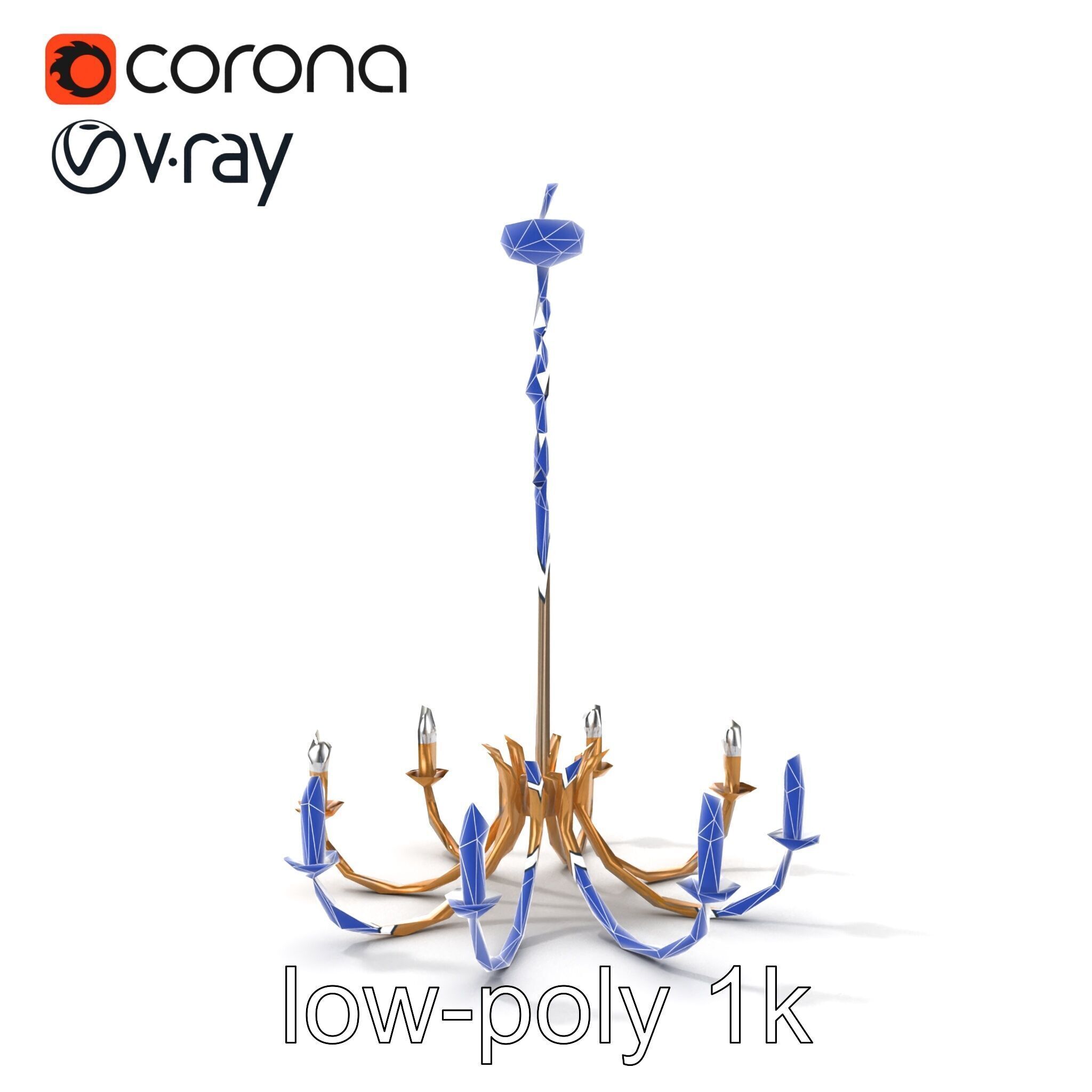 Bronze Chandelier Exaggerated Curves Design Model Pack Low-poly 3D model_32
