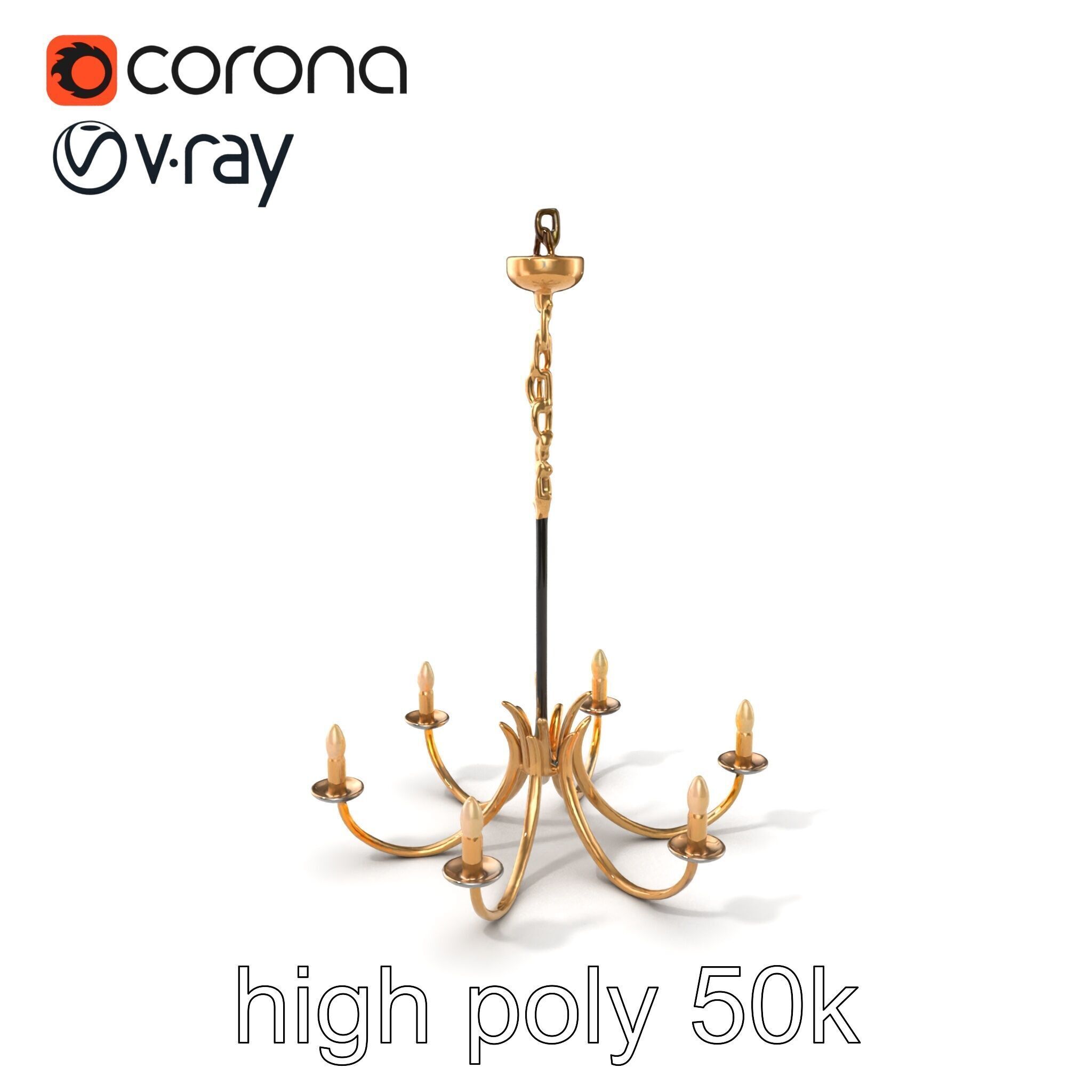 Bronze Chandelier Exaggerated Curves Design Model Pack Low-poly 3D model_2
