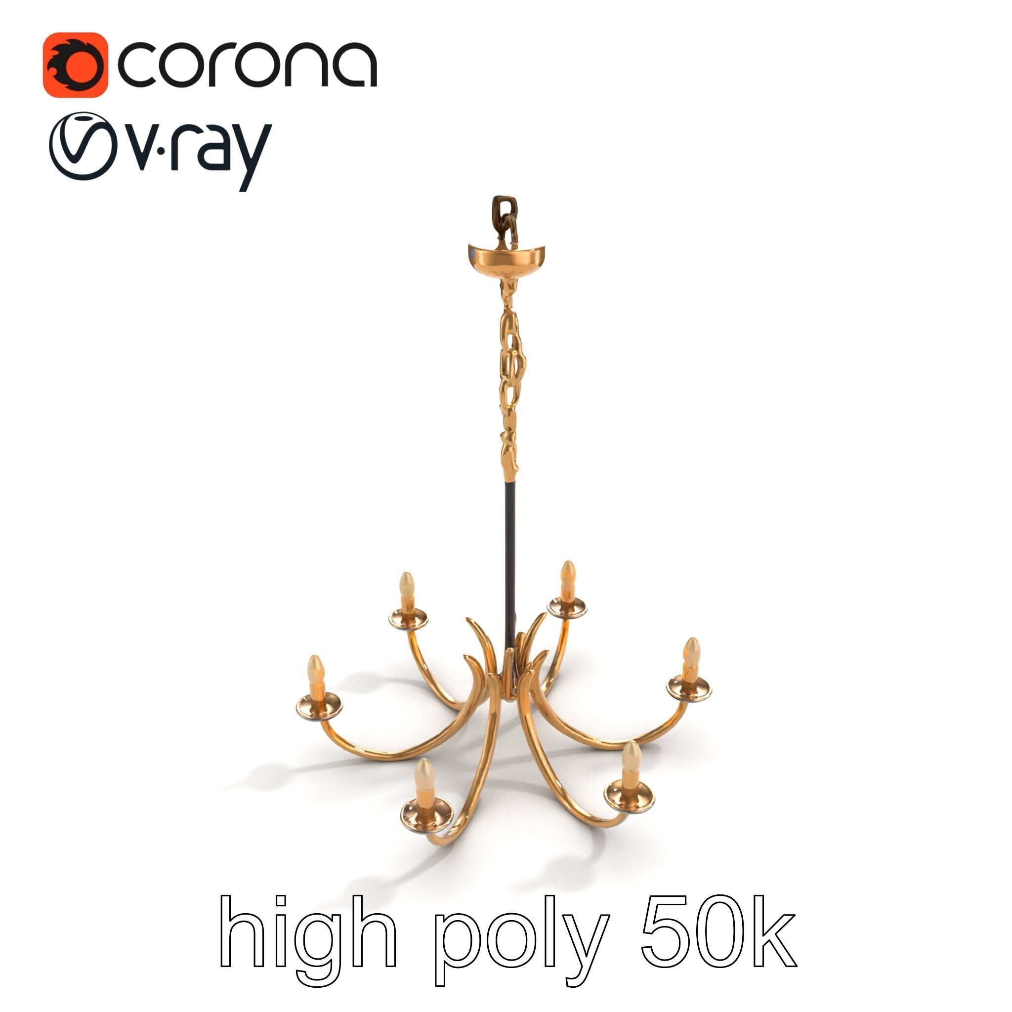 Bronze Chandelier Exaggerated Curves Design Model Pack Low-poly 3D model_13