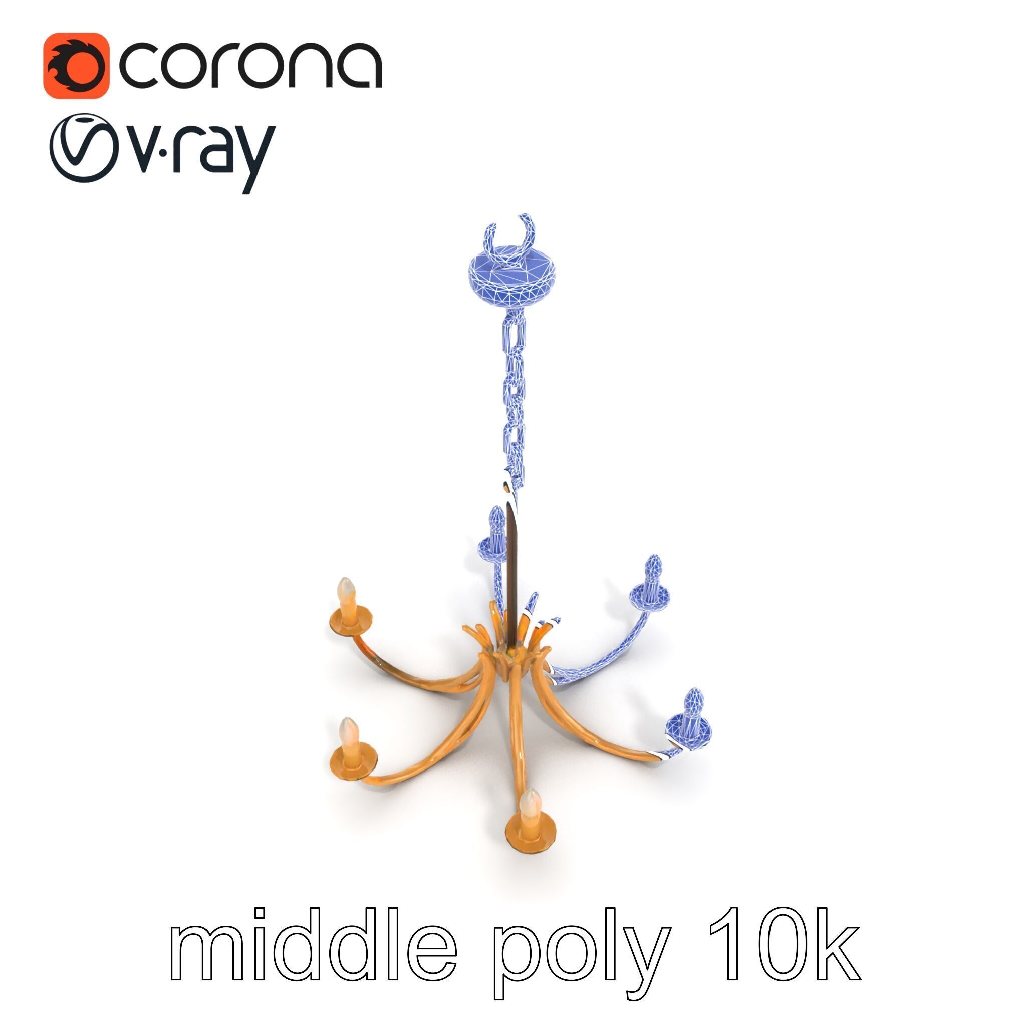 Bronze Chandelier Exaggerated Curves Design Model Pack Low-poly 3D model_23