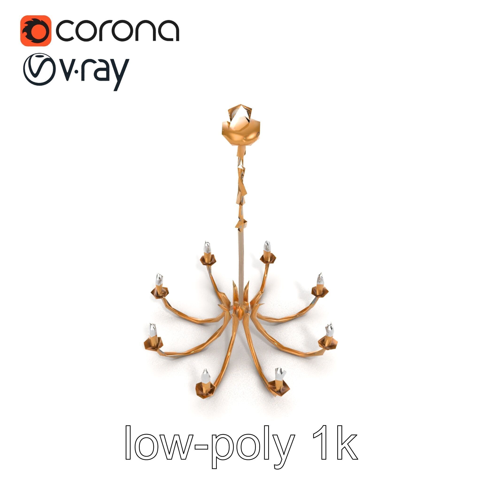 Bronze Chandelier Exaggerated Curves Design Model Pack Low-poly 3D model_22