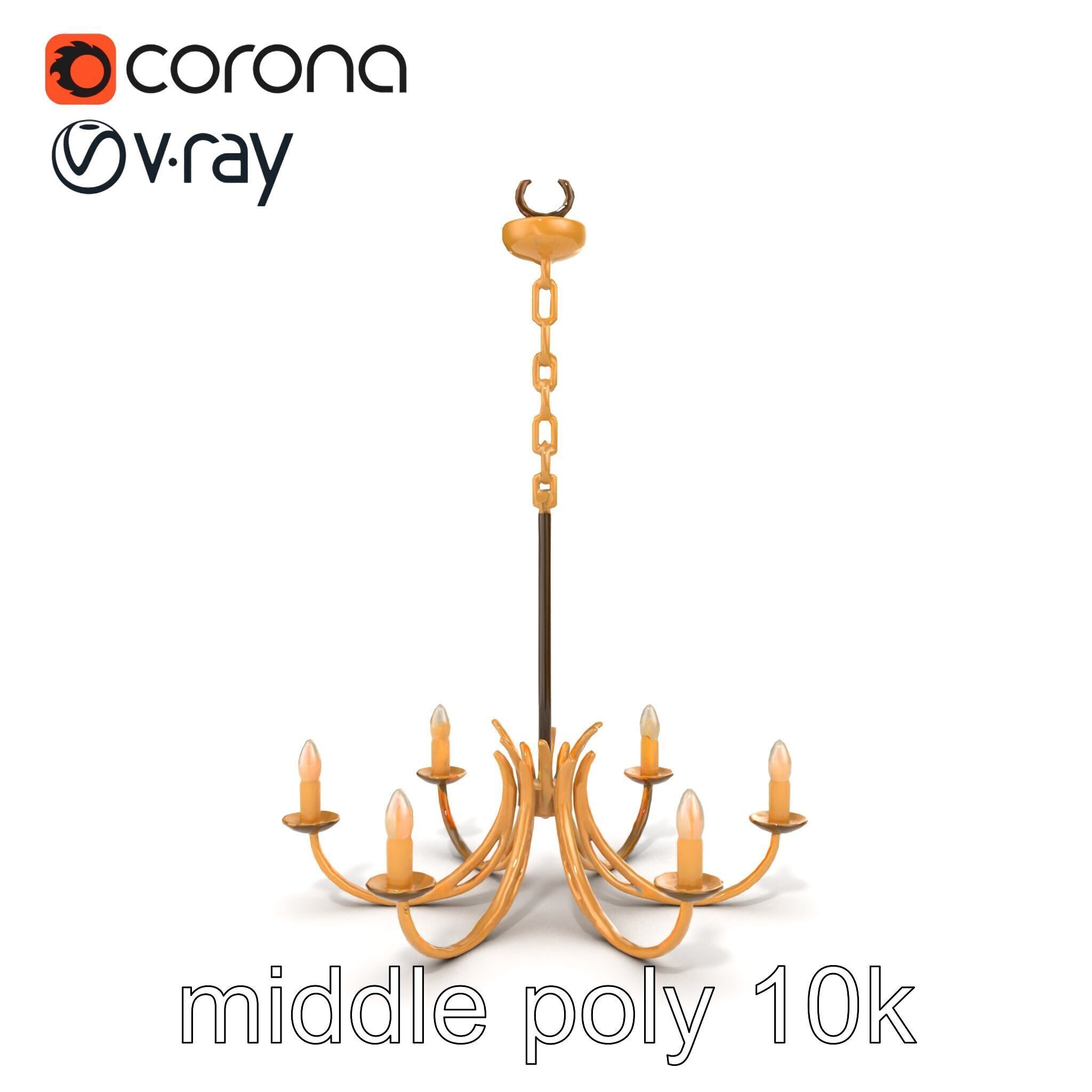 Bronze Chandelier Exaggerated Curves Design Model Pack Low-poly 3D model_19