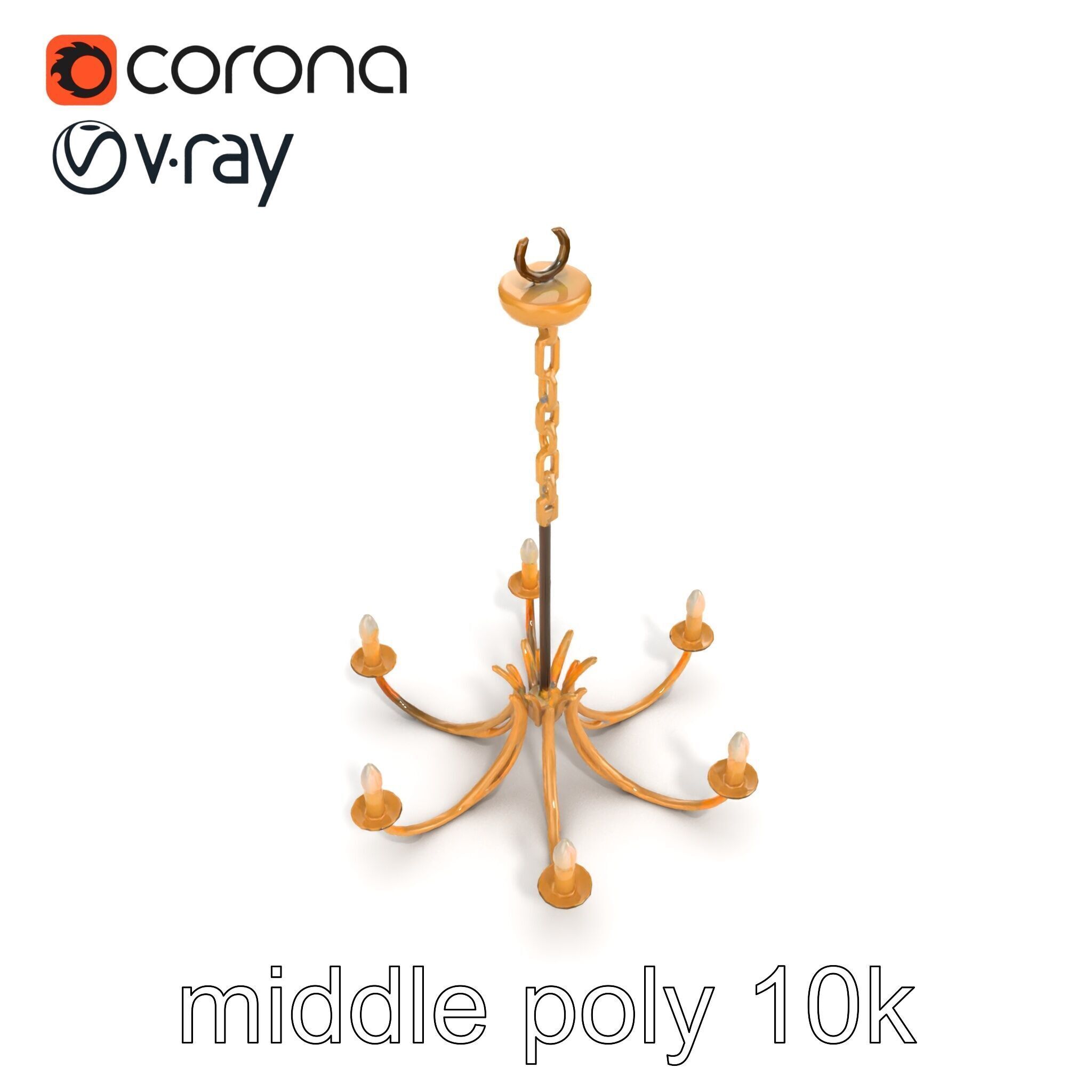 Bronze Chandelier Exaggerated Curves Design Model Pack Low-poly 3D model_27