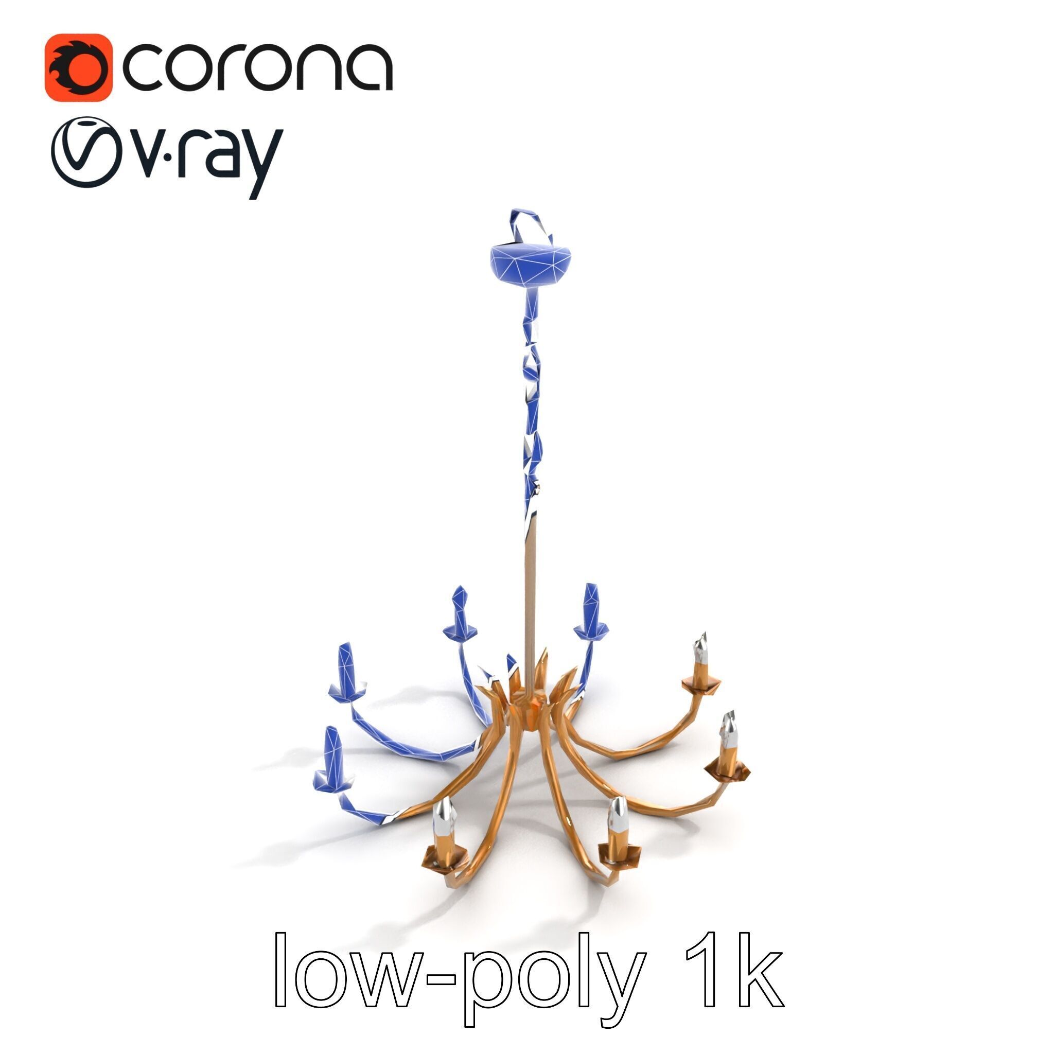 Bronze Chandelier Exaggerated Curves Design Model Pack Low-poly 3D model_12