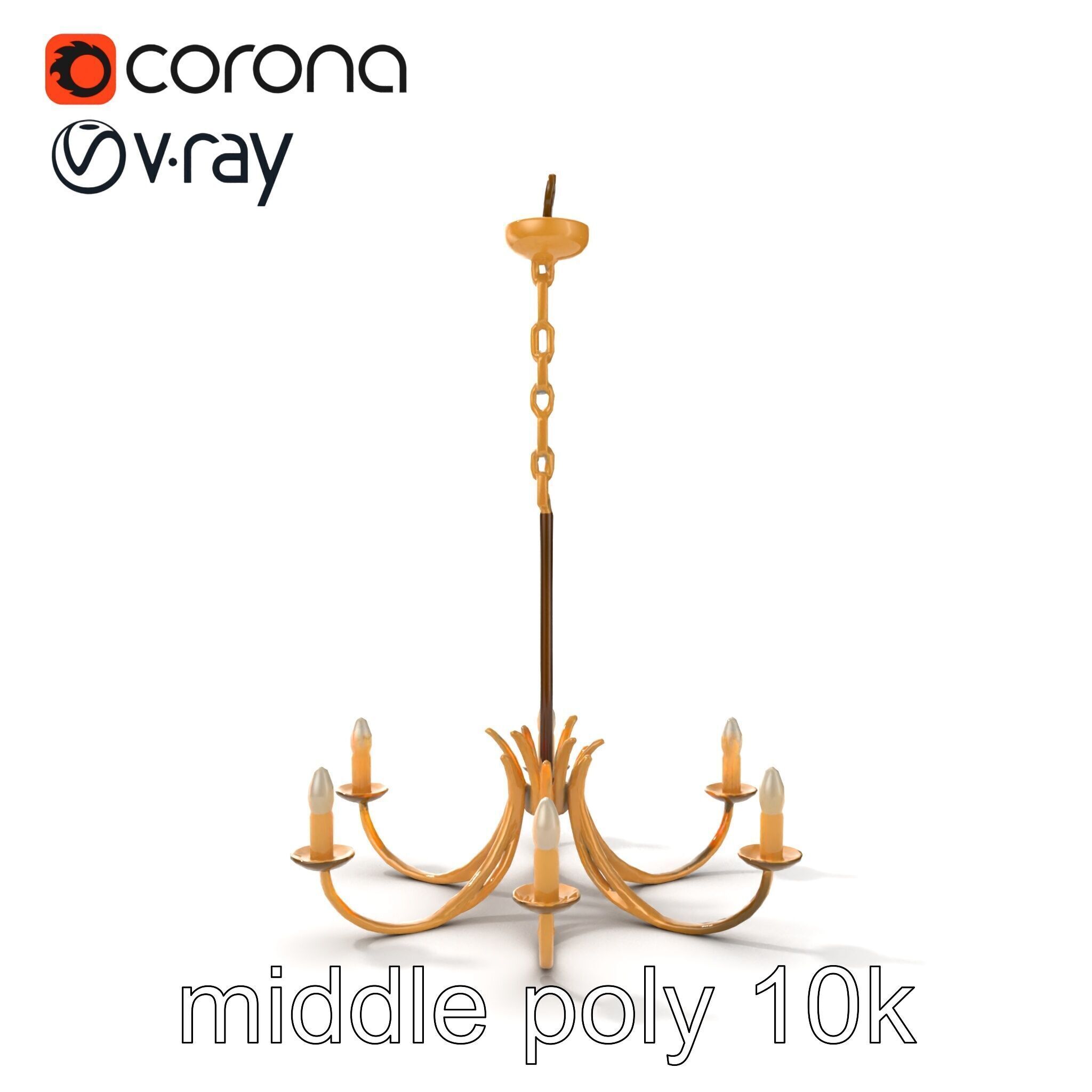 Bronze Chandelier Exaggerated Curves Design Model Pack Low-poly 3D model_17