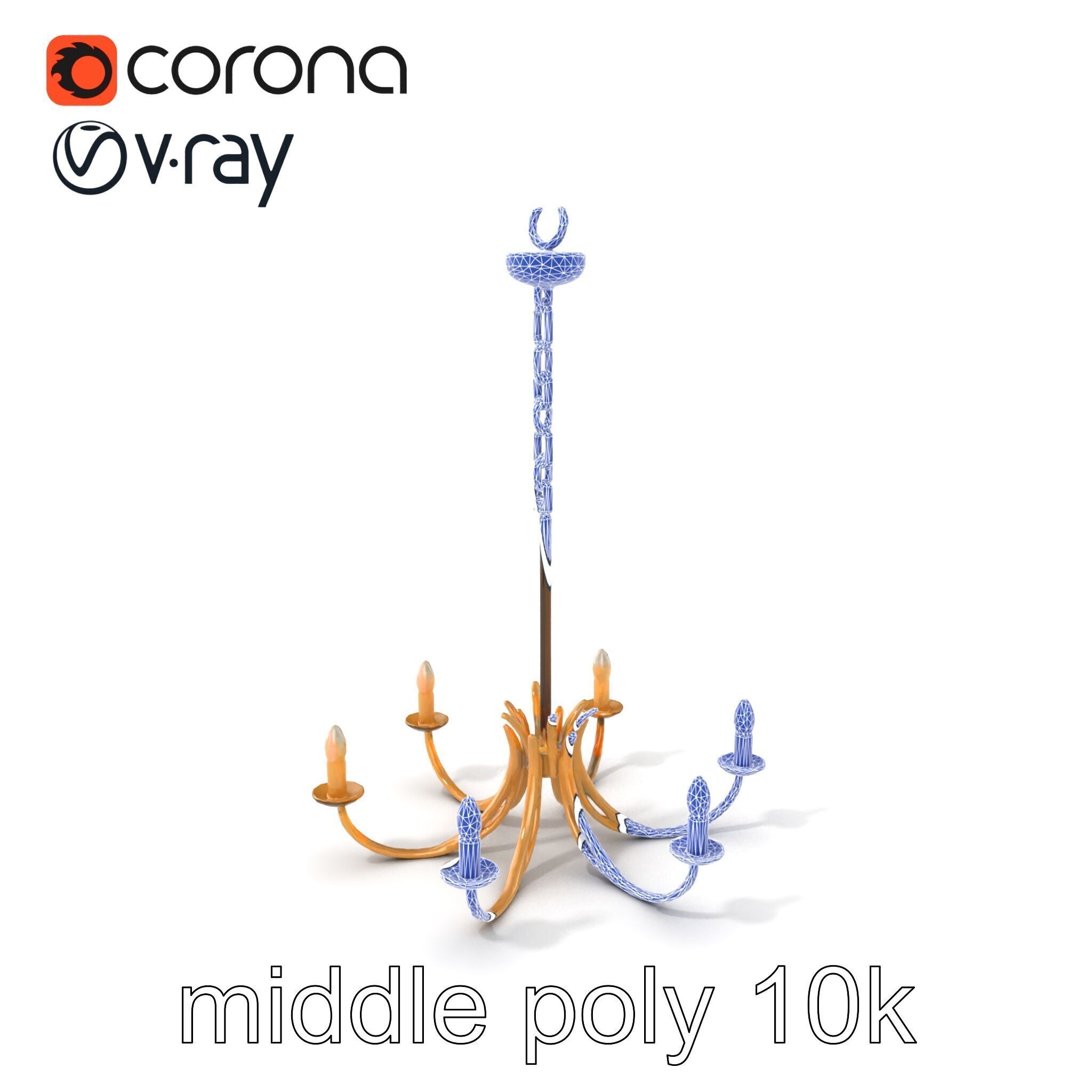 Bronze Chandelier Exaggerated Curves Design Model Pack Low-poly 3D model_6