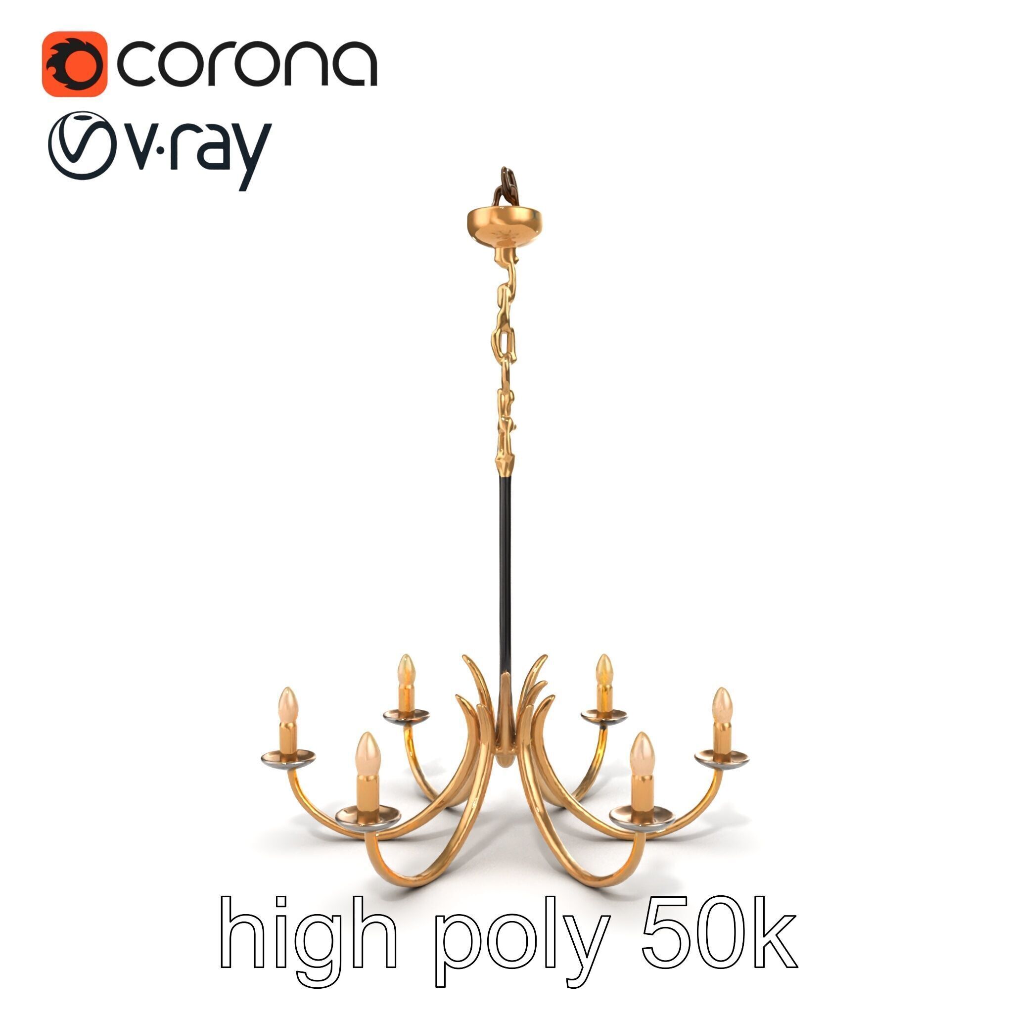 Bronze Chandelier Exaggerated Curves Design Model Pack Low-poly 3D model_24