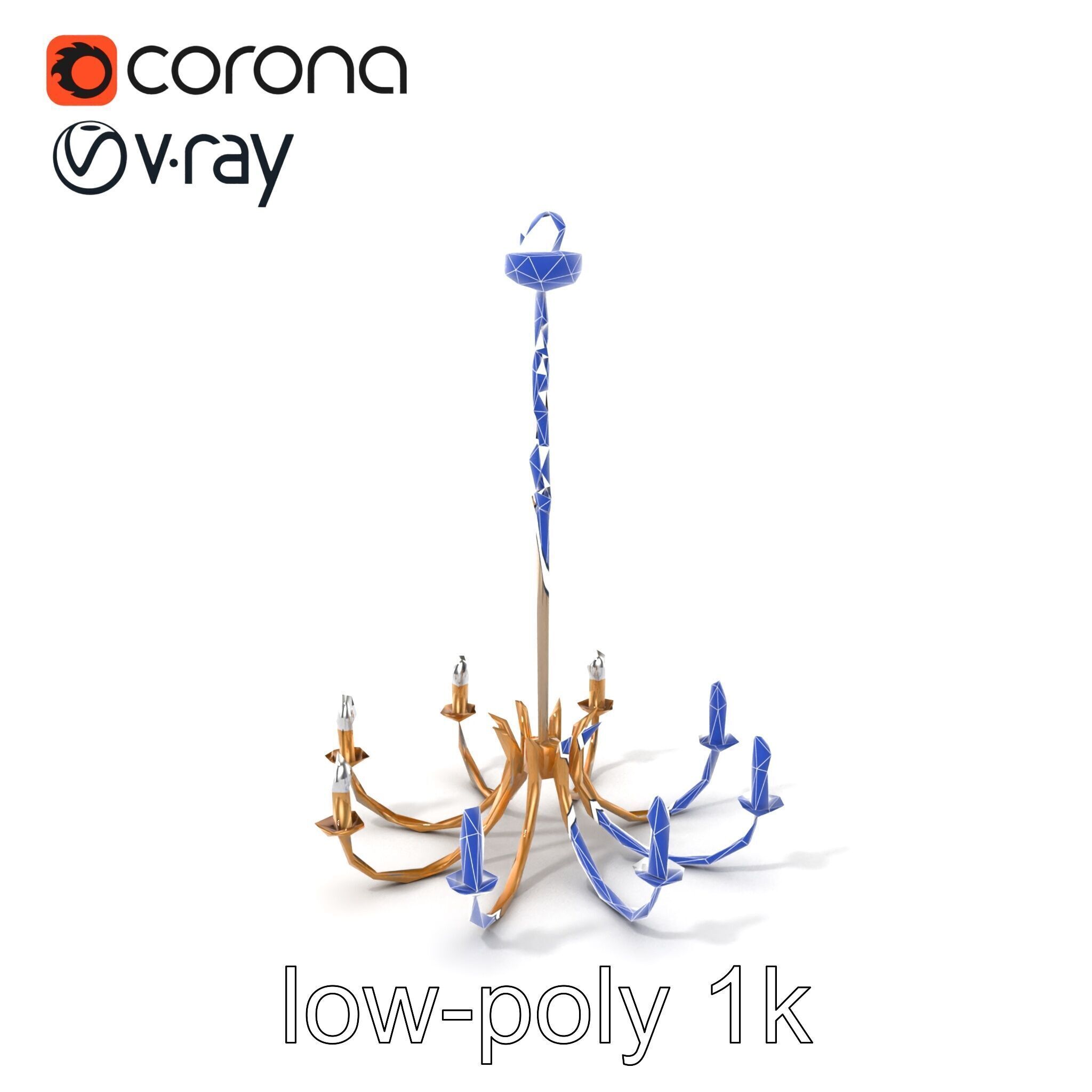 Bronze Chandelier Exaggerated Curves Design Model Pack Low-poly 3D model_7