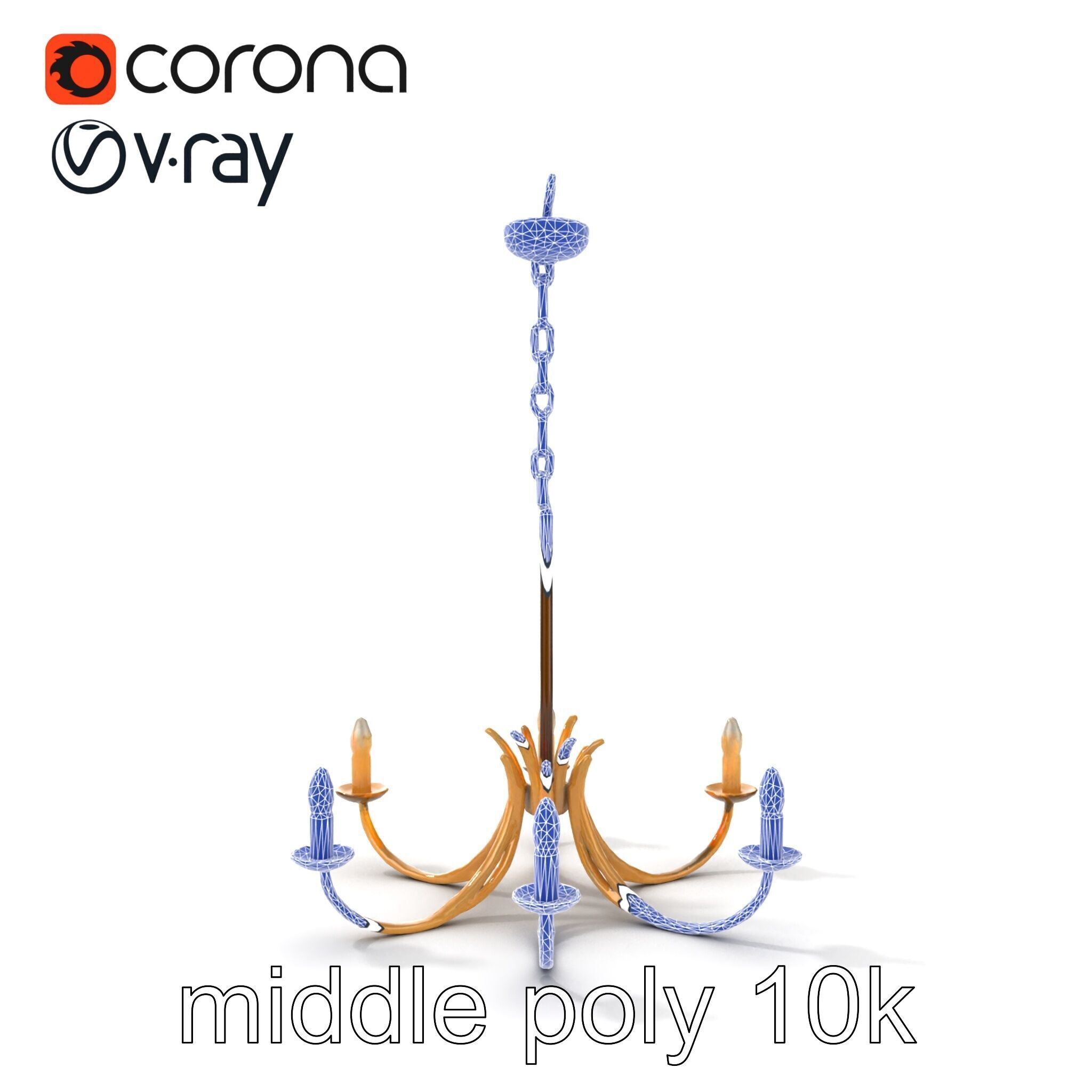 Bronze Chandelier Exaggerated Curves Design Model Pack Low-poly 3D model_18