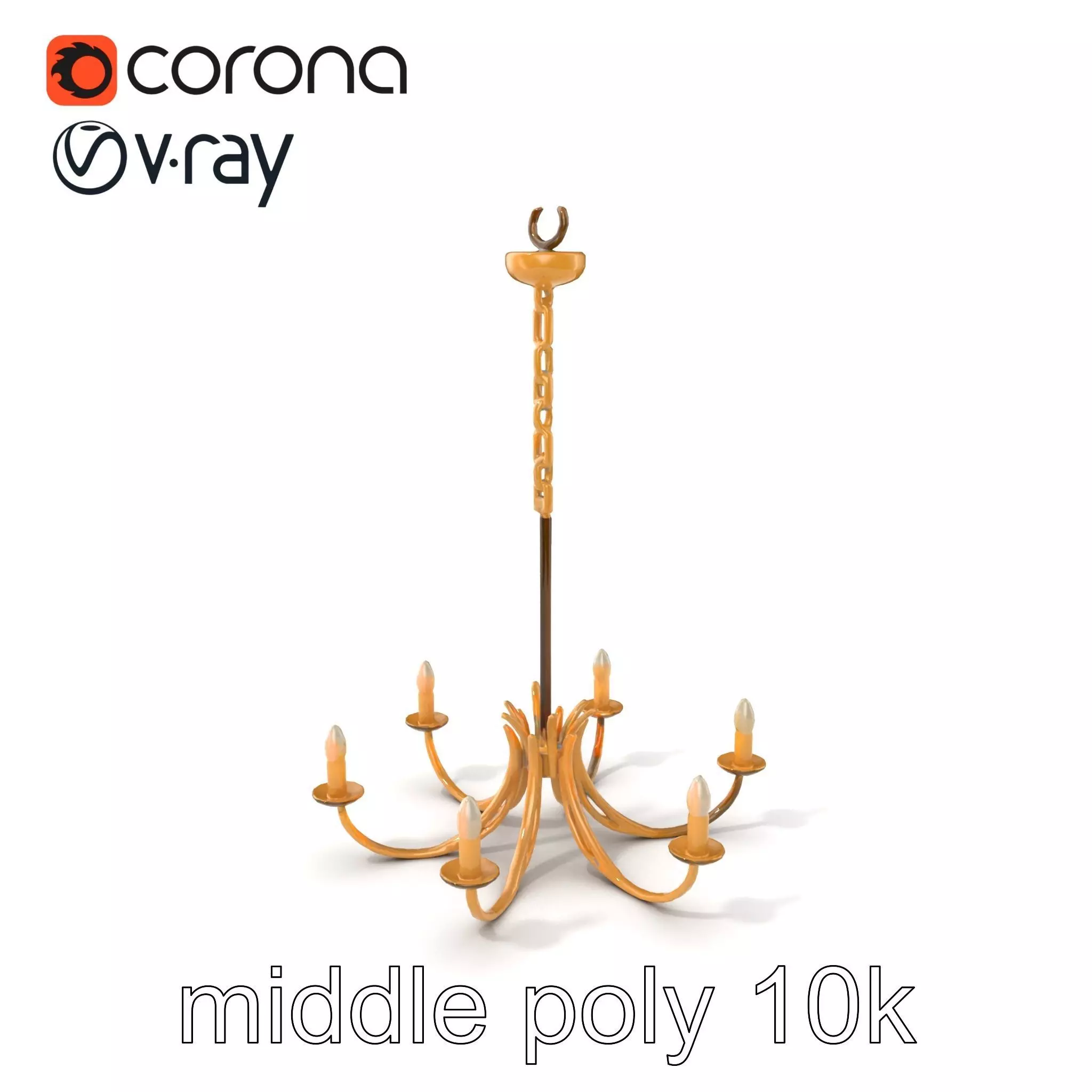 Bronze Chandelier Exaggerated Curves Design Model Pack Low-poly 3D model_0