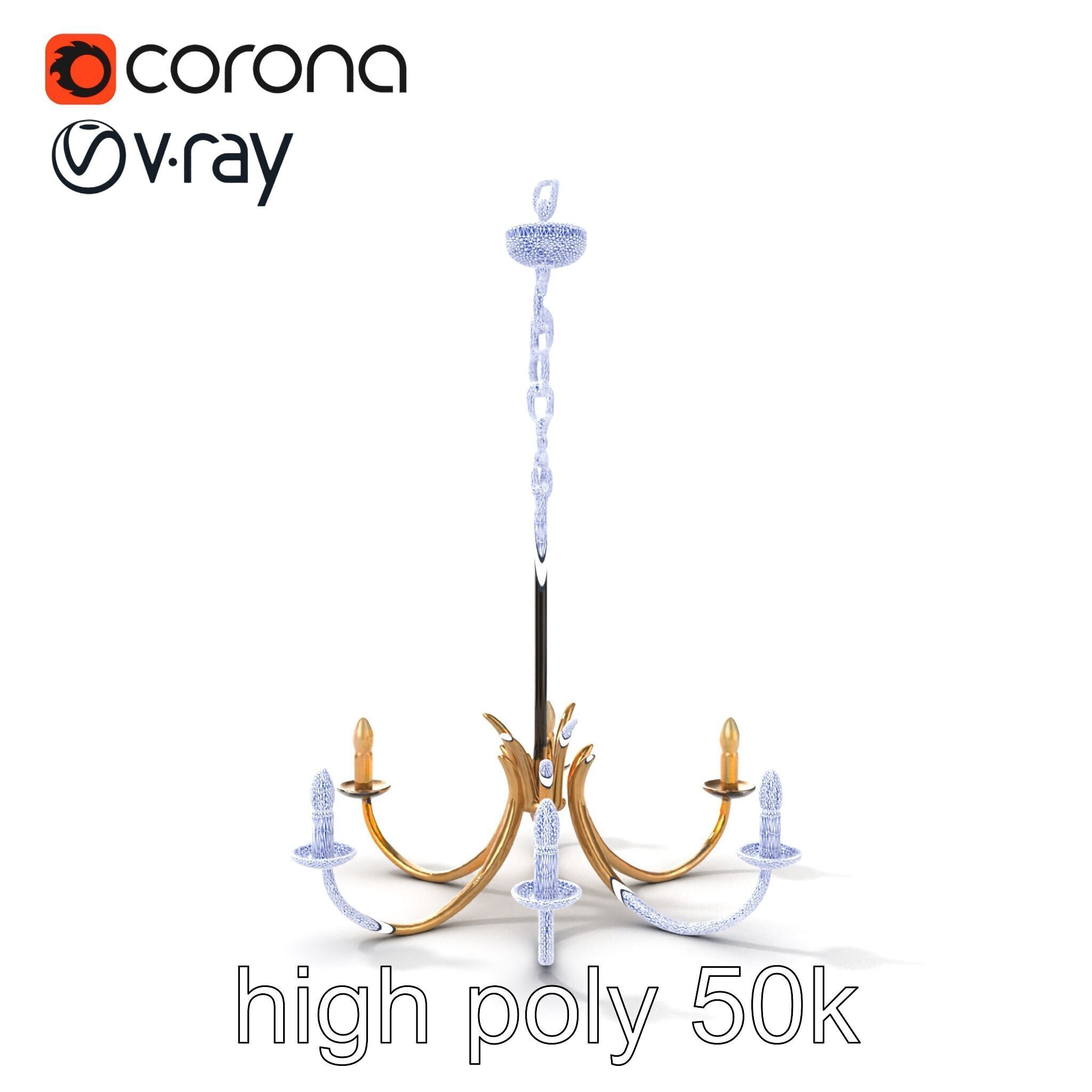 Bronze Chandelier Exaggerated Curves Design Model Pack Low-poly 3D model_14