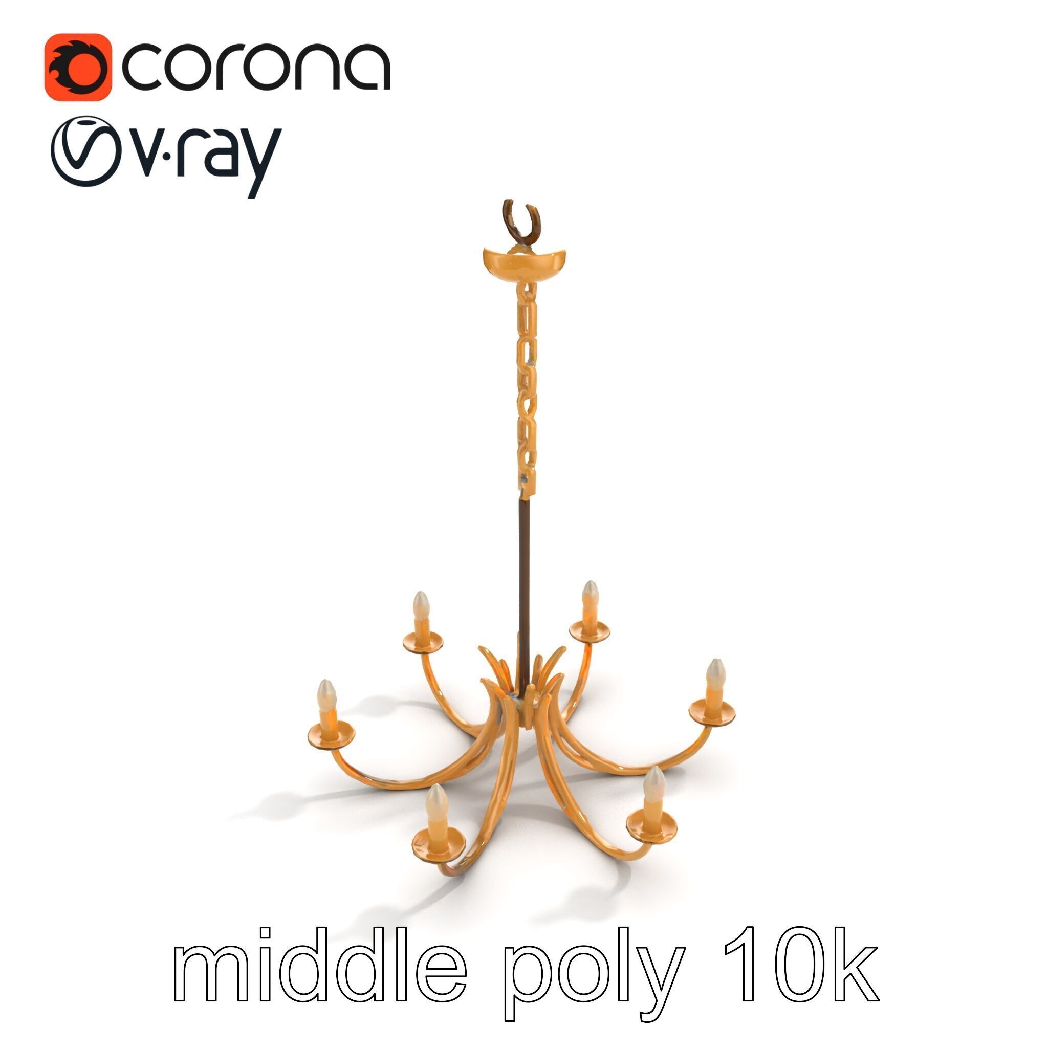 Bronze Chandelier Exaggerated Curves Design Model Pack Low-poly 3D model_8
