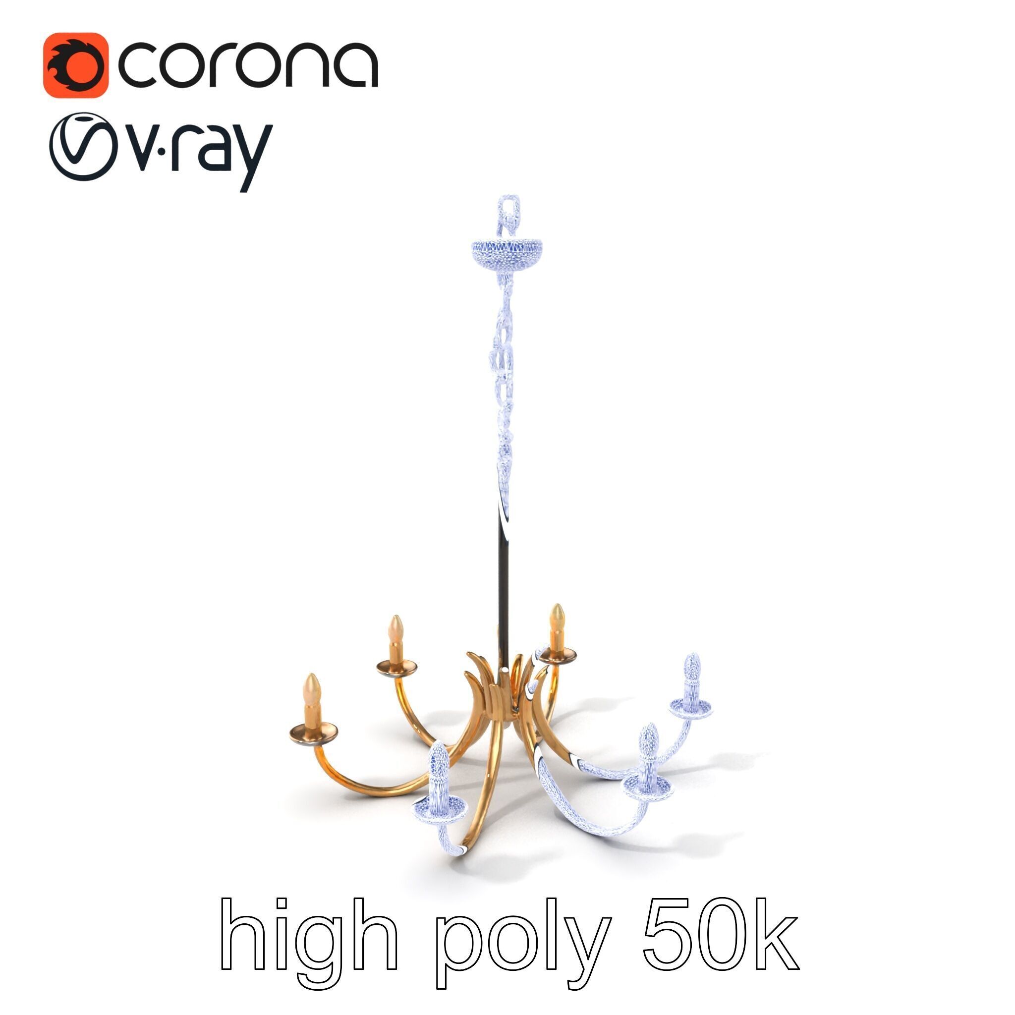 Bronze Chandelier Exaggerated Curves Design Model Pack Low-poly 3D model_10