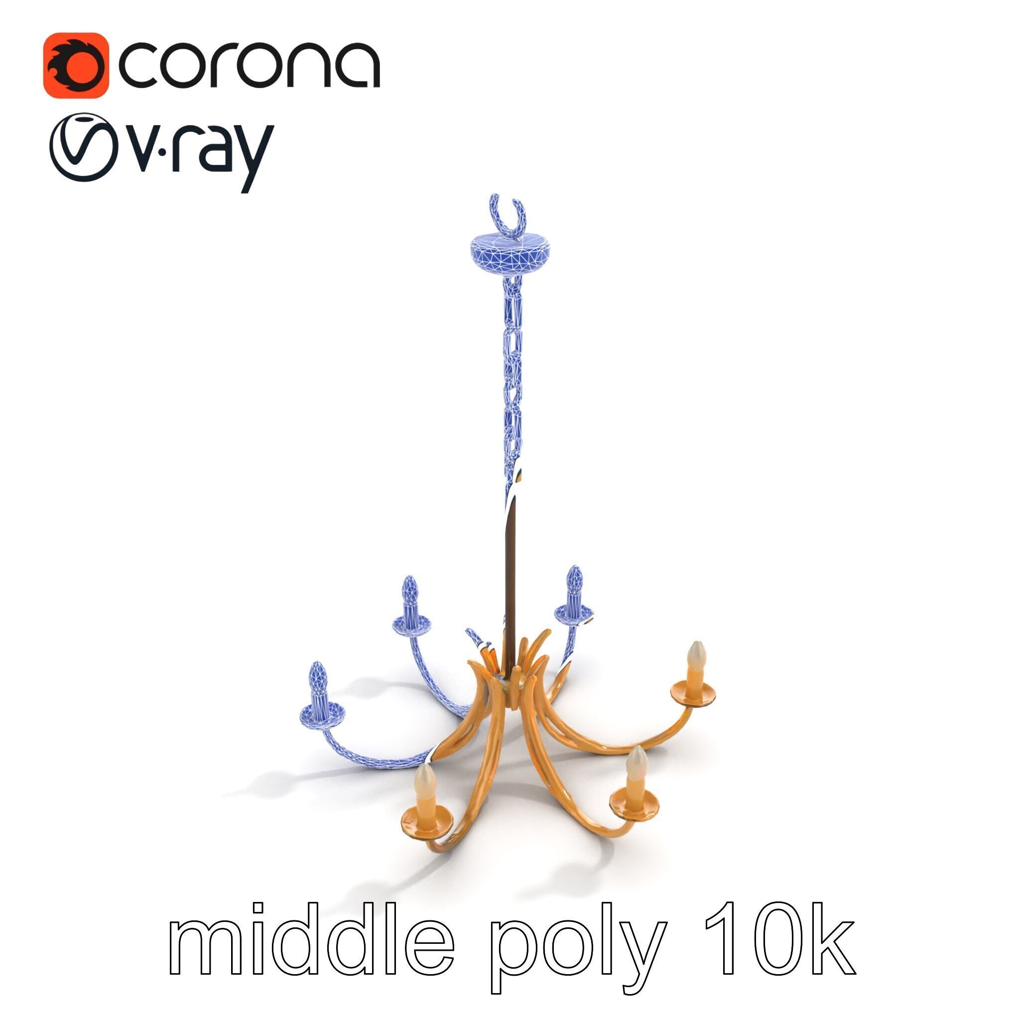 Bronze Chandelier Exaggerated Curves Design Model Pack Low-poly 3D model_11