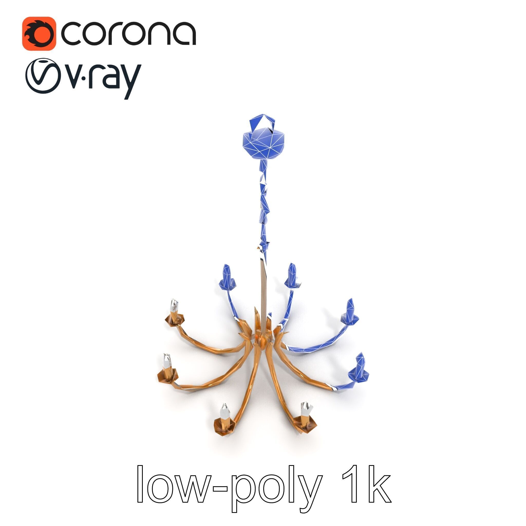 Bronze Chandelier Exaggerated Curves Design Model Pack Low-poly 3D model_15