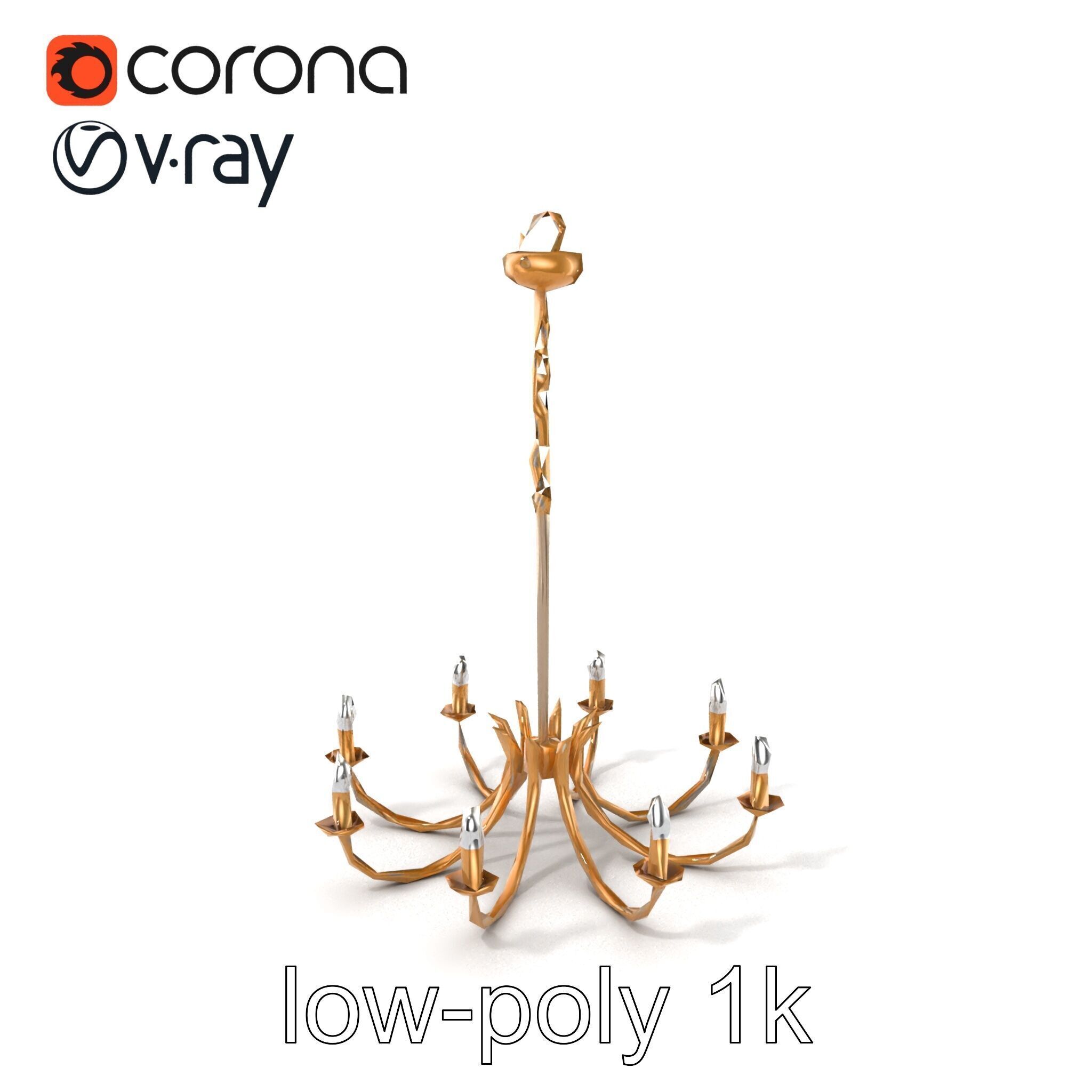 Bronze Chandelier Exaggerated Curves Design Model Pack Low-poly 3D model_5