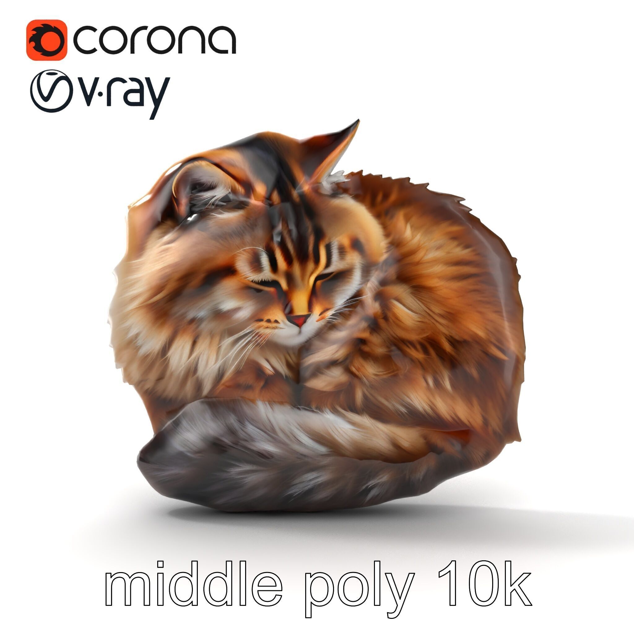 Fluffy Cat D Model Pack with Realistic Fur Detail Low-poly 3D model_23