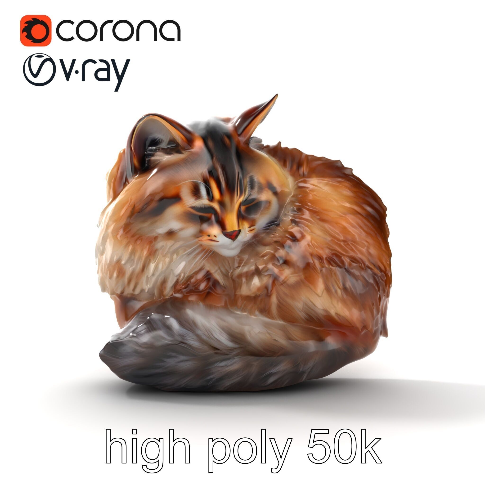 Fluffy Cat D Model Pack with Realistic Fur Detail Low-poly 3D model_16