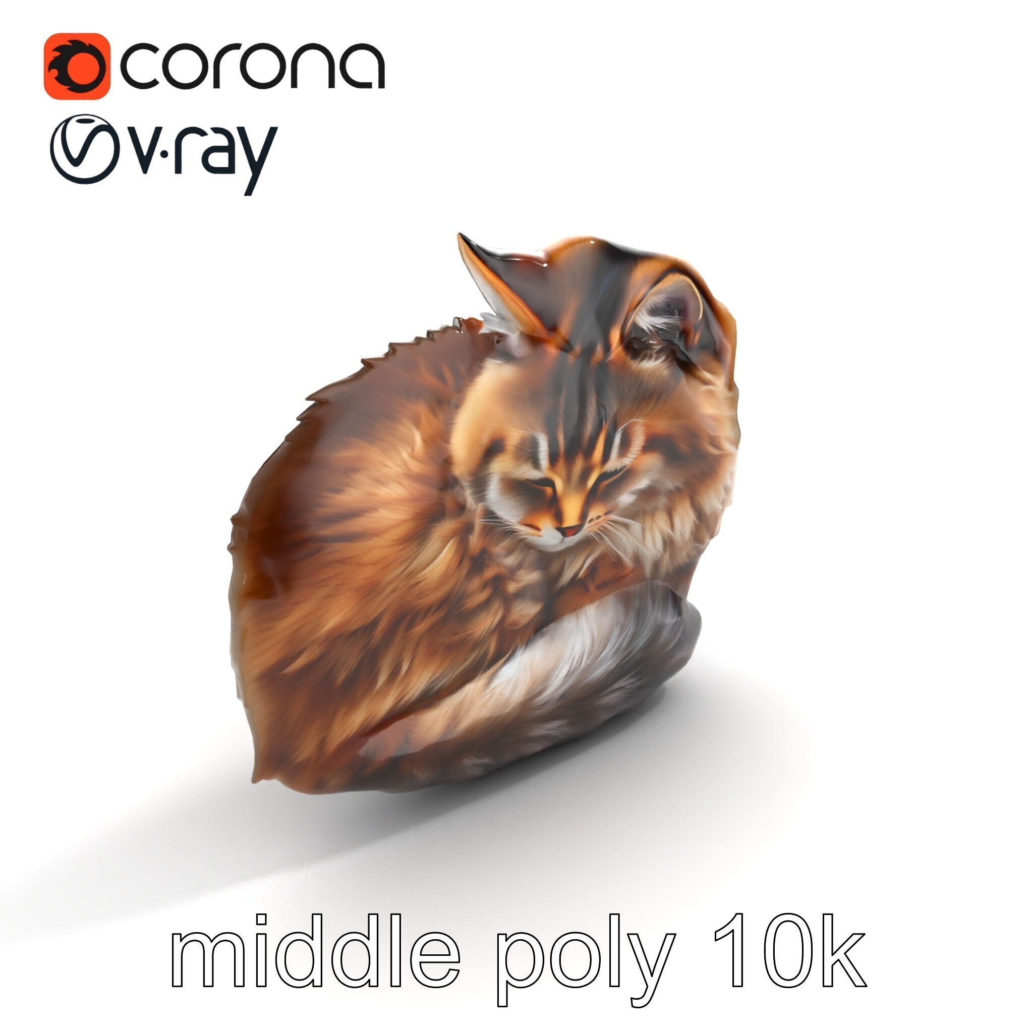 Fluffy Cat D Model Pack with Realistic Fur Detail Low-poly 3D model_8