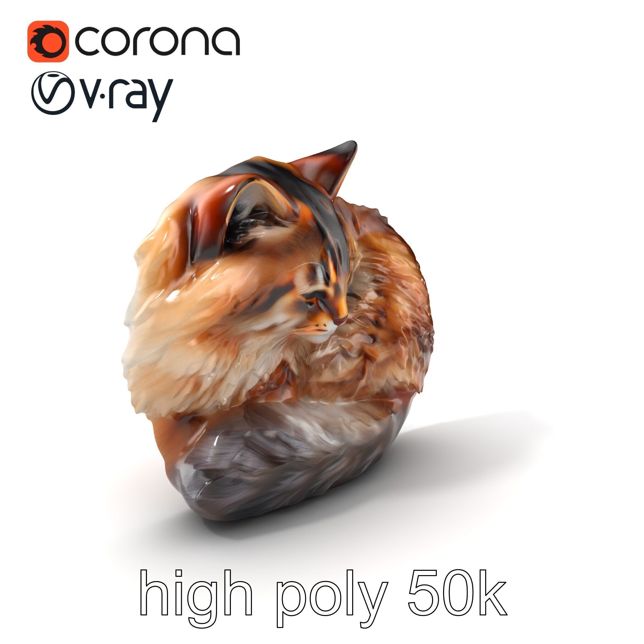 Fluffy Cat D Model Pack with Realistic Fur Detail Low-poly 3D model_2