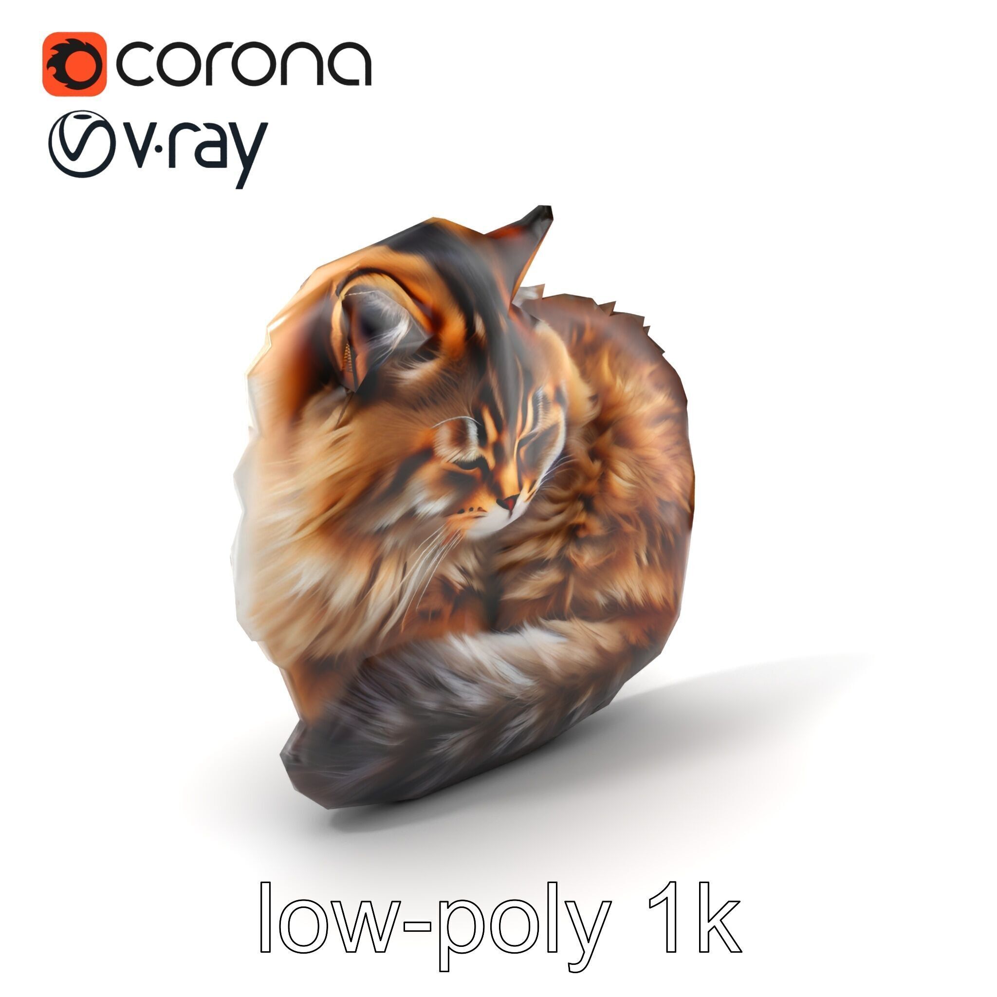Fluffy Cat D Model Pack with Realistic Fur Detail Low-poly 3D model_5
