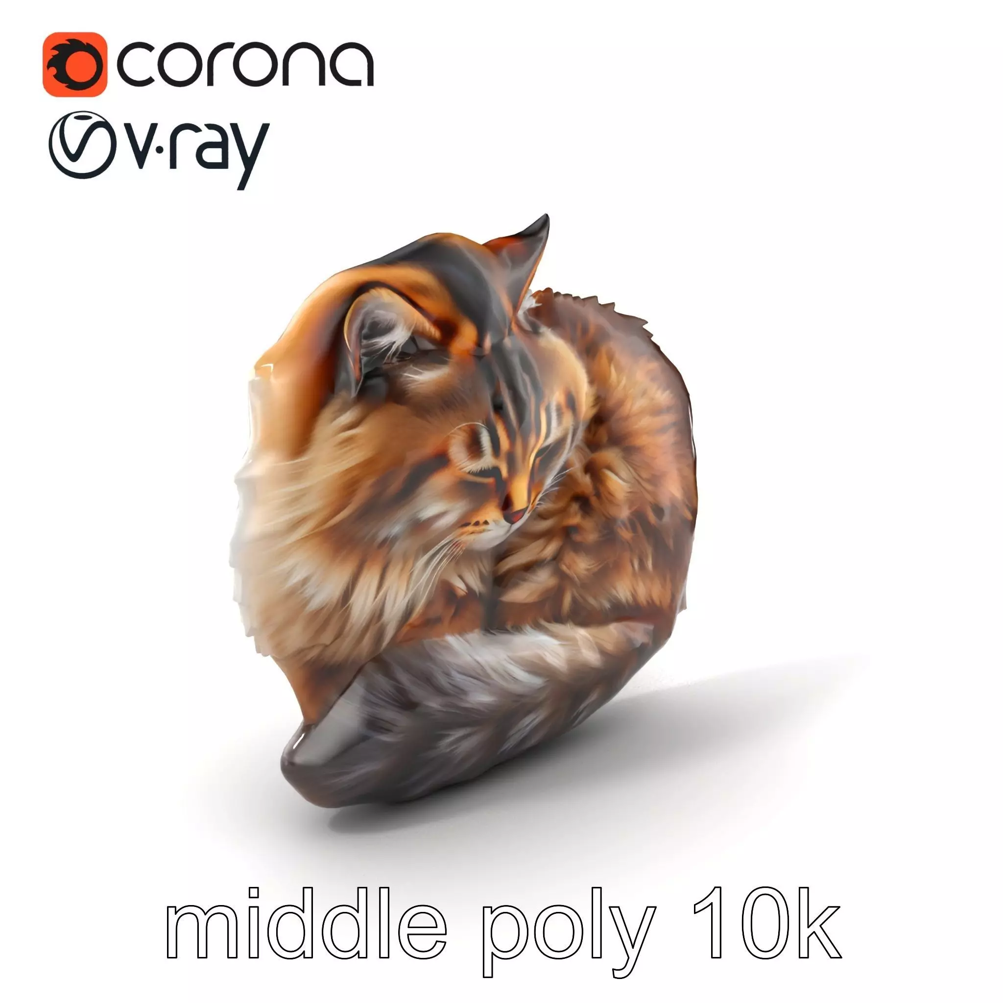 Fluffy Cat D Model Pack with Realistic Fur Detail Low-poly 3D model_0