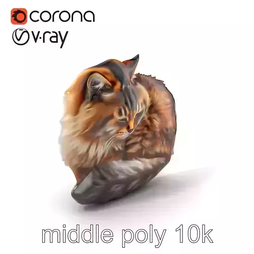 Fluffy Cat D Model Pack with Realistic Fur Detail Low-poly 3D model
