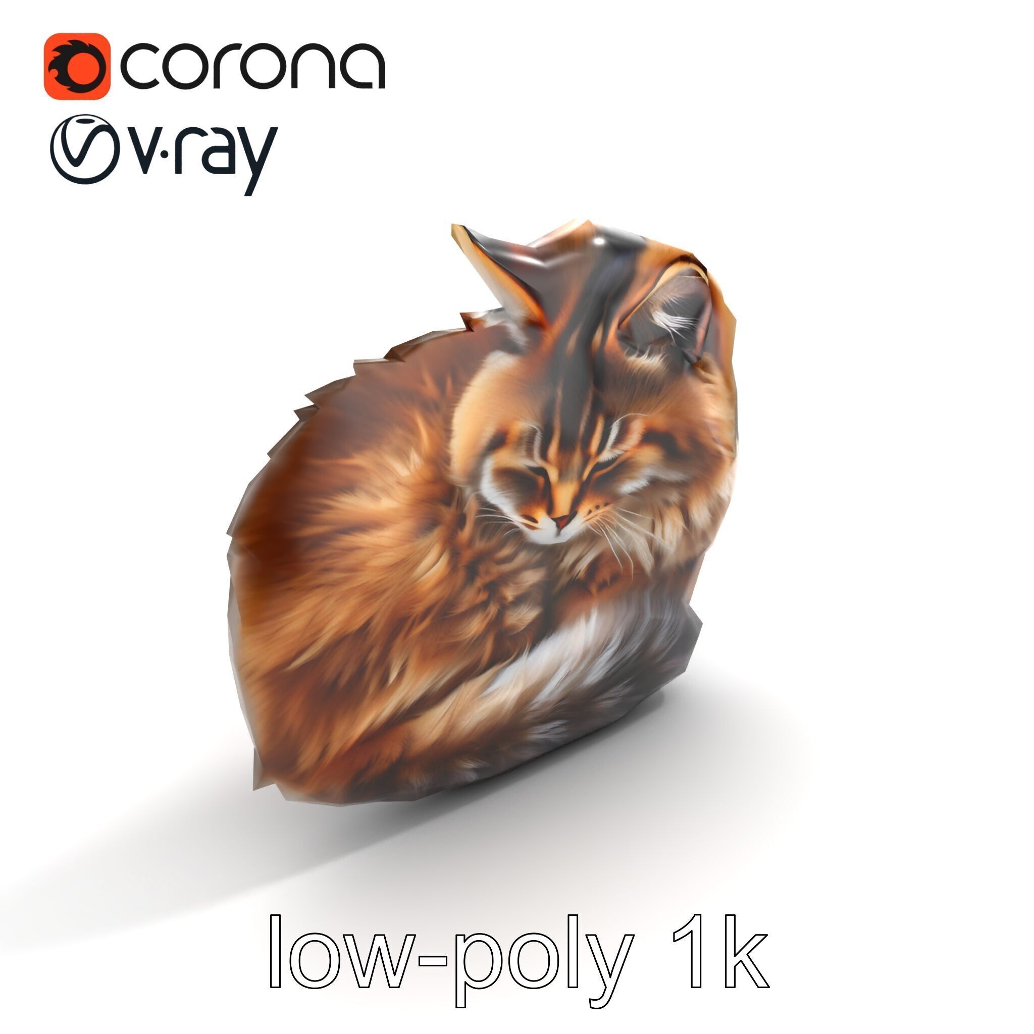 Fluffy Cat D Model Pack with Realistic Fur Detail Low-poly 3D model_9