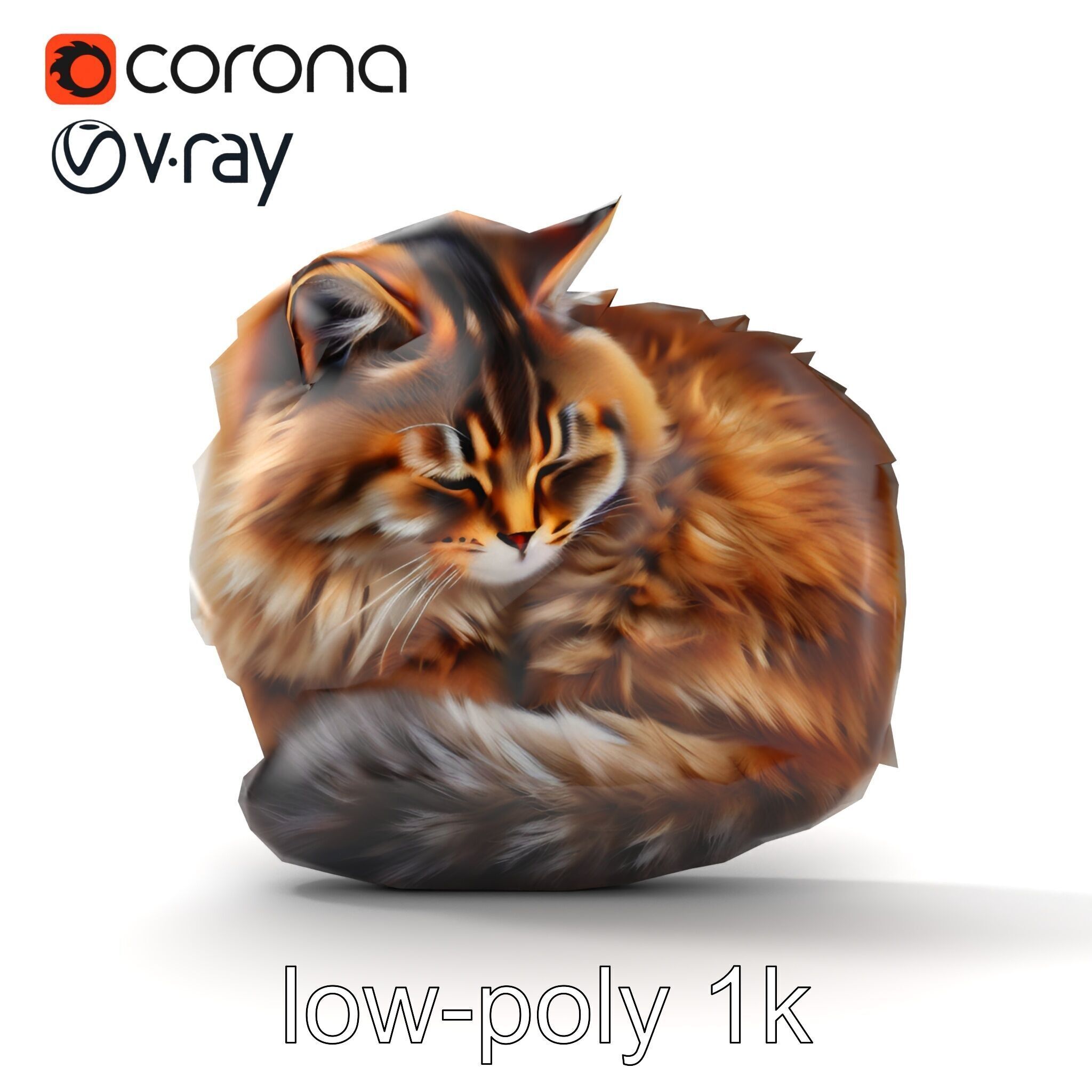 Fluffy Cat D Model Pack with Realistic Fur Detail Low-poly 3D model_19